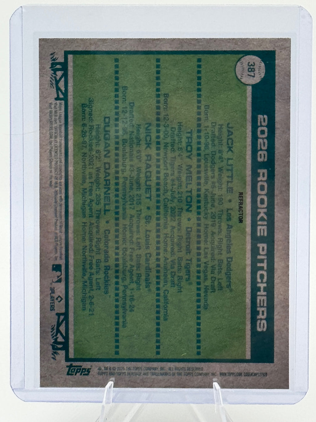2026 Topps Heritage 2026 Rookie Pitchers Refractor #387 NM