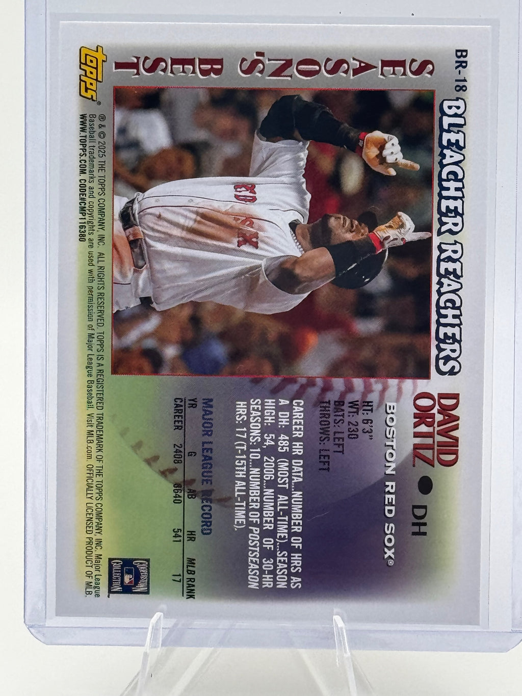 2025 Topps Update David Ortiz #BR-18 Bleacher Reachers Boston Red Sox Near Mint