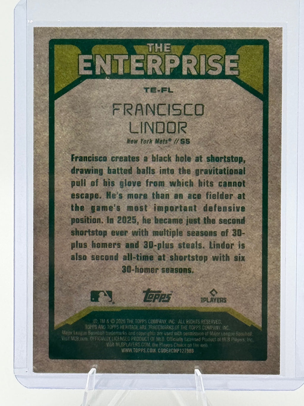 2026 Topps Heritage Francisco Lindor #TE-FL The Enterprise New York Mets NM