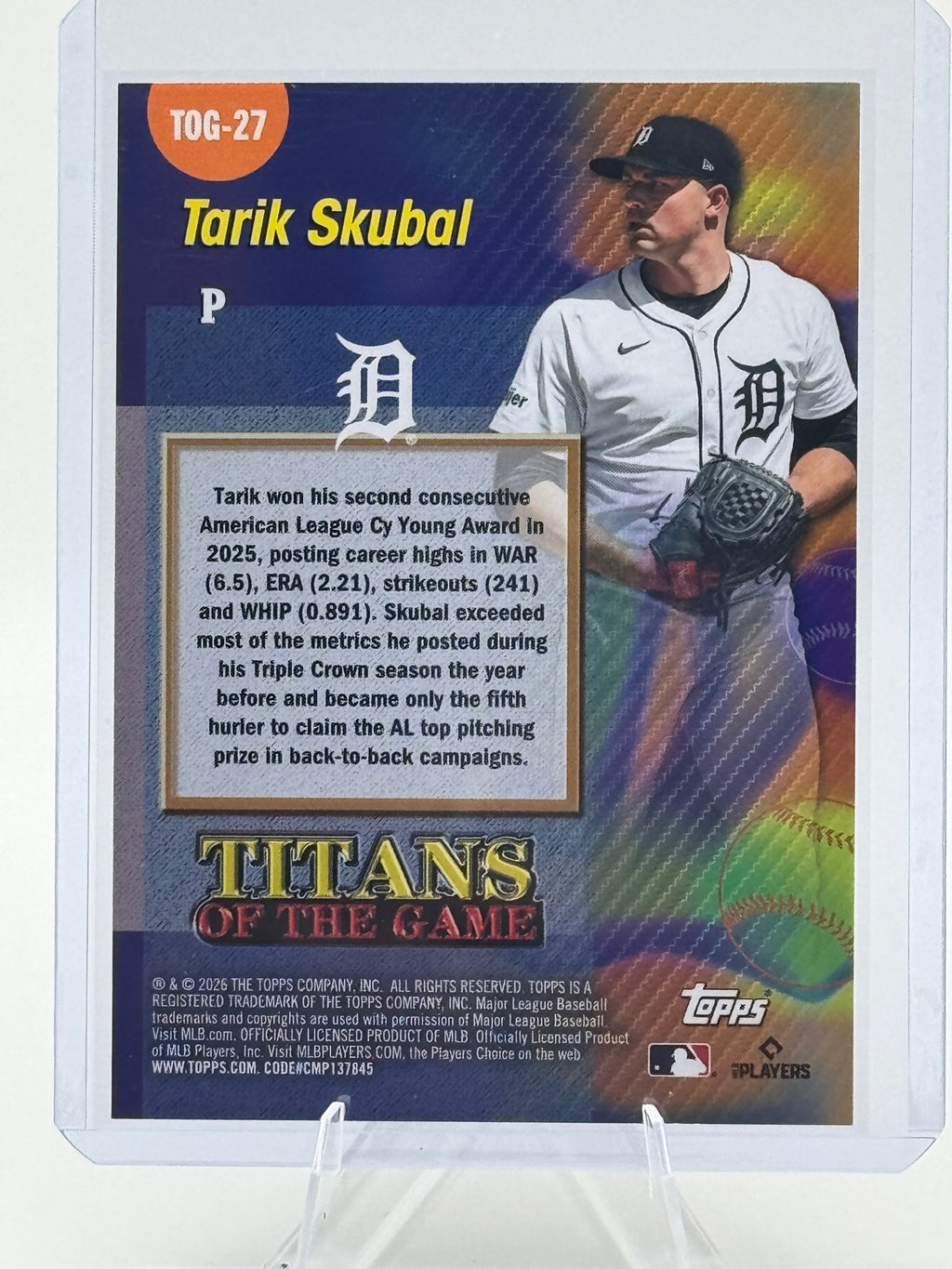 2026 Topps Tarik Skubal #TOG-27 Titans of the Game Detroit Tigers NM