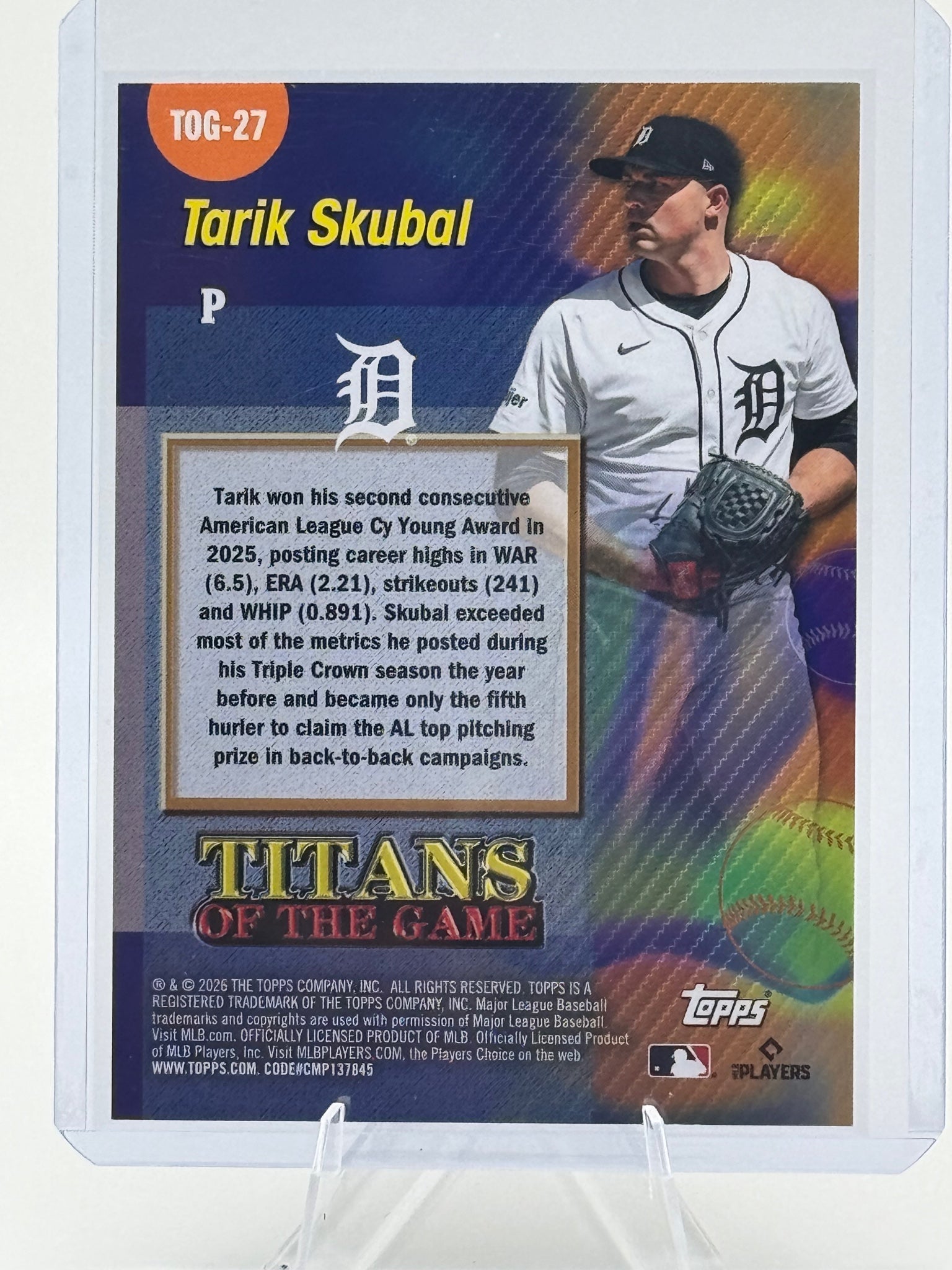 2026 Topps Tarik Skubal #TOG-27 Titans of the Game Detroit Tigers NM