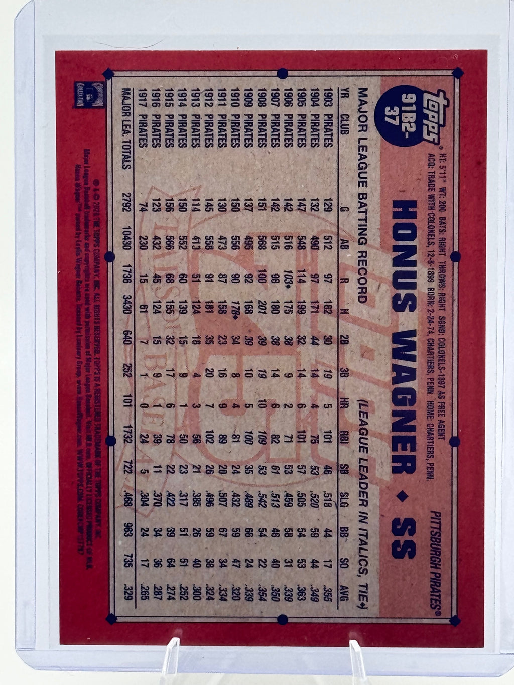 2026 Topps Honus Wagner #91B2-37 1991 Pittsburgh Pirates Near Mint