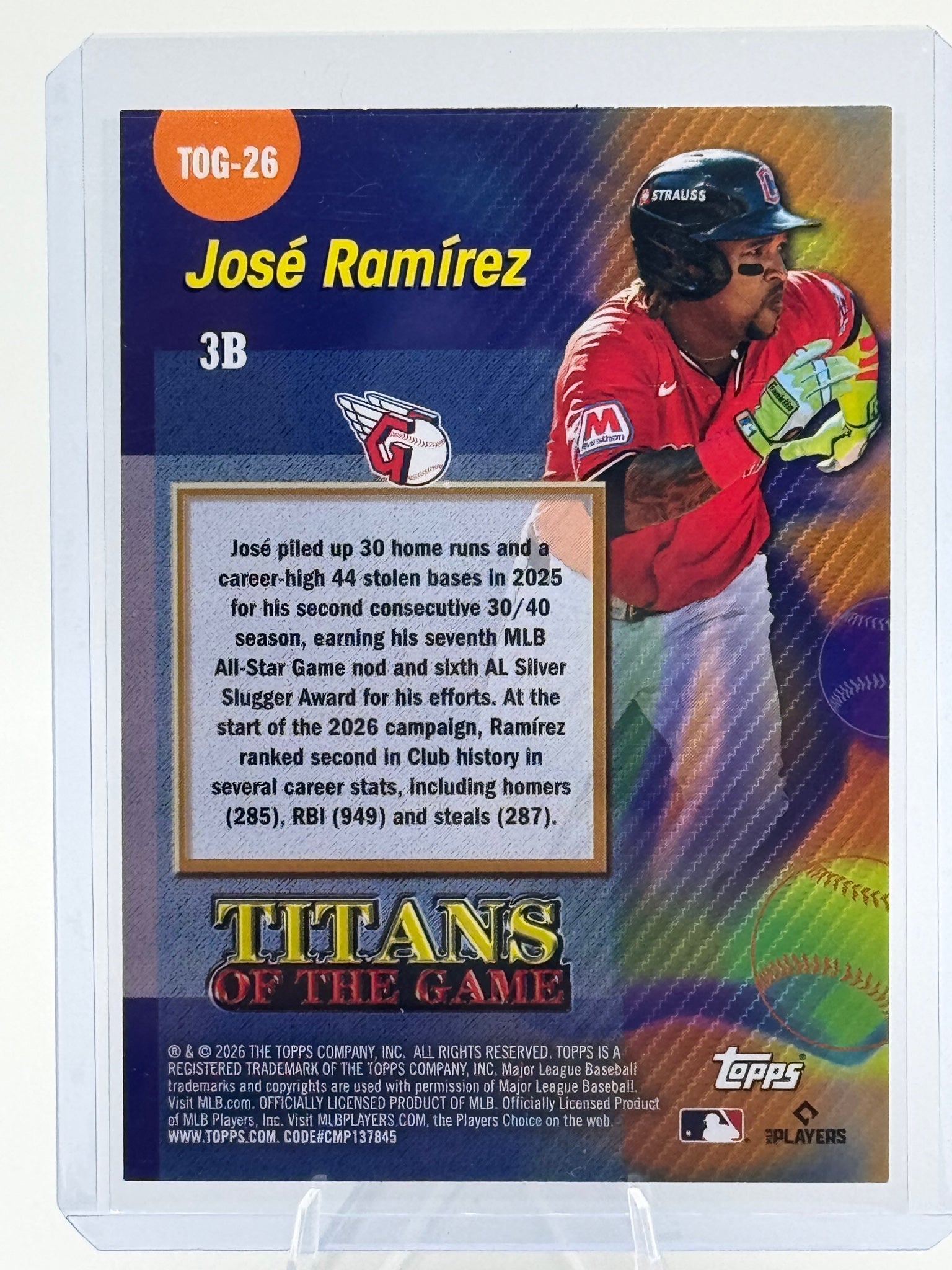 2026 Topps José Ramírez #TOG-26 Titans of the Game Cleveland Guardians NM