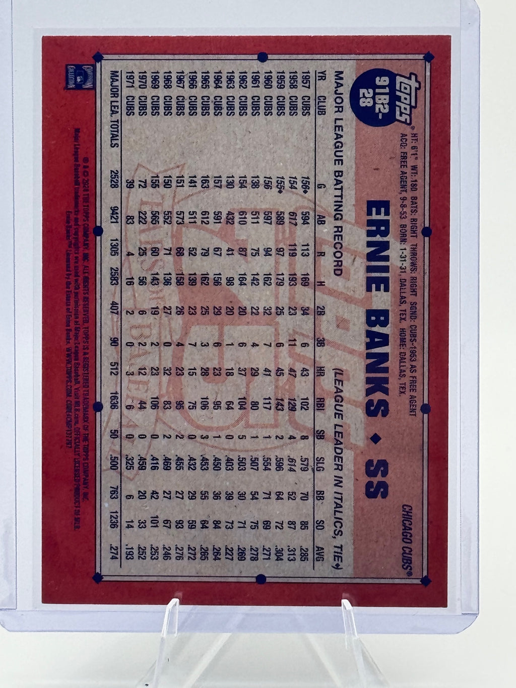 2026 Topps Ernie Banks #91B2-28 1991 Chicago Cubs Near Mint