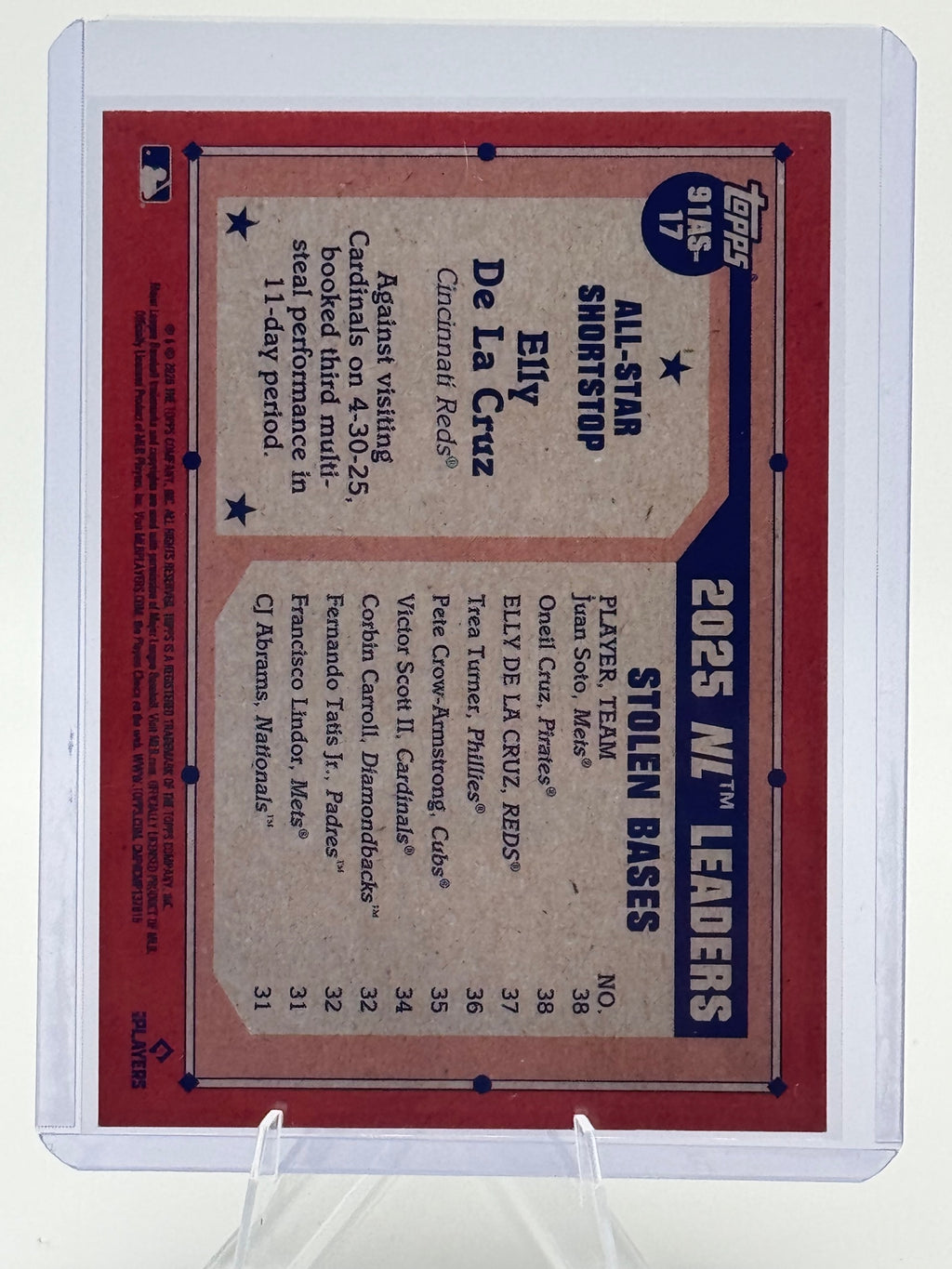 2026 Topps Elly De La Cruz #91AS-17 1991 Cincinnati Reds Near Mint