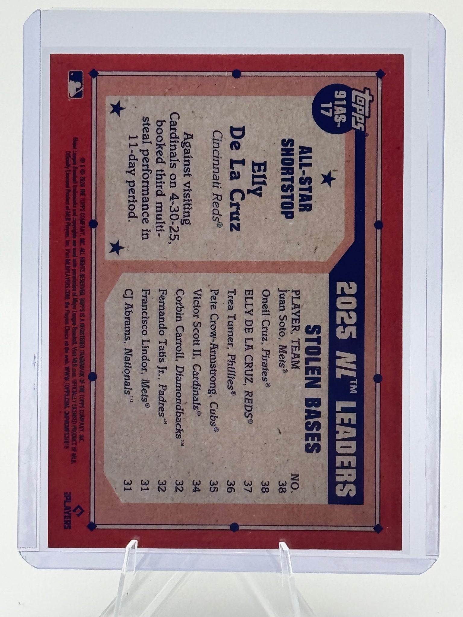 2026 Topps Elly De La Cruz #91AS-17 1991 Cincinnati Reds Near Mint
