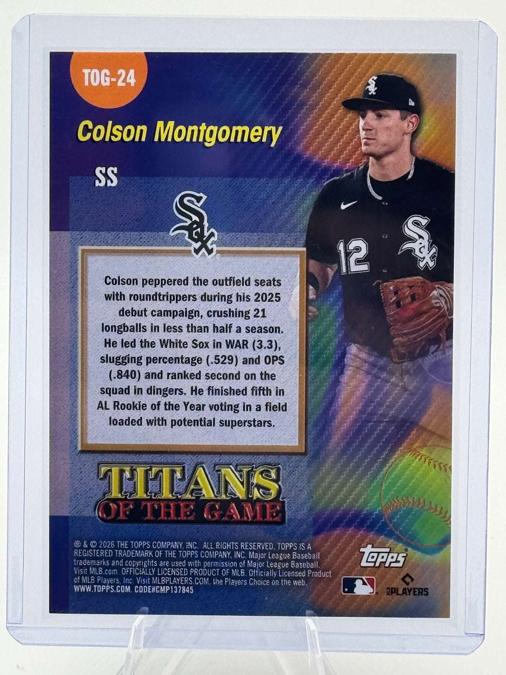2026 Topps Colson Montgomery #TOG-24 Titans of the Game Chicago White Sox NM