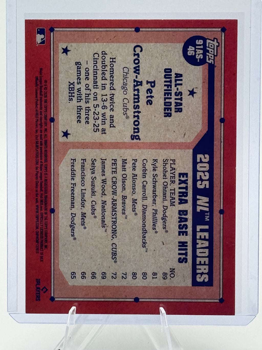 2026 Topps Pete Crow-Armstrong #91AS-46 1991 All-Stars Chicago Cubs Near Mint