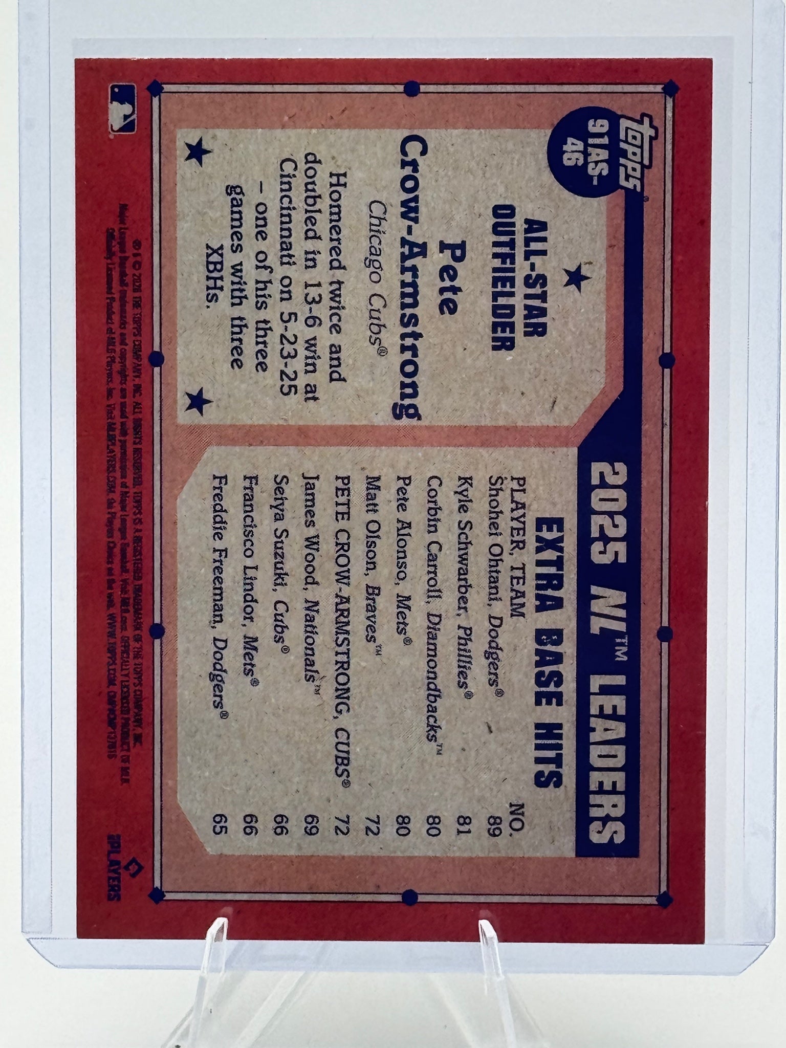 2026 Topps Pete Crow-Armstrong #91AS-46 1991 All-Stars Chicago Cubs Near Mint