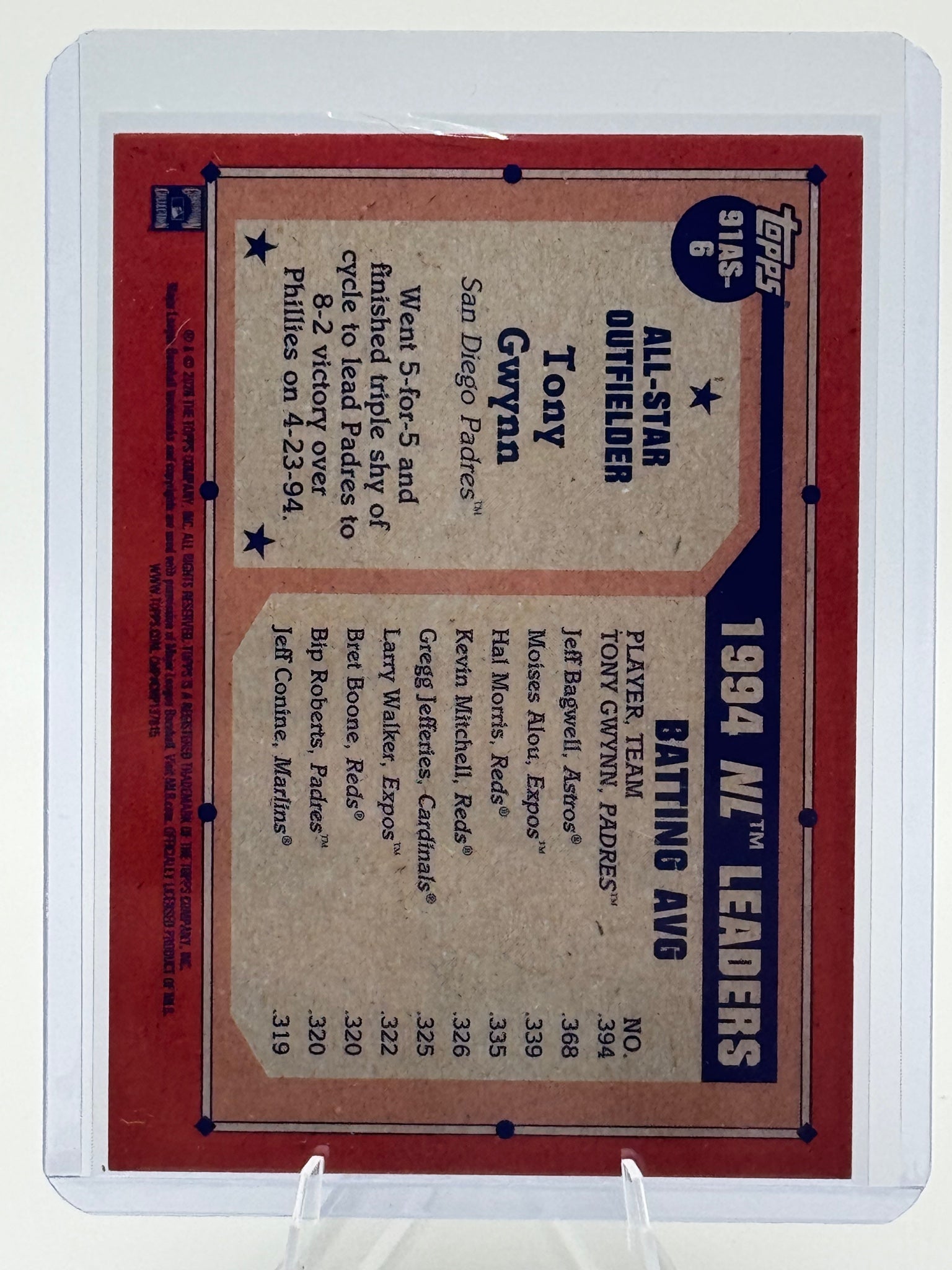 2026 Topps Tony Gwynn #91AS-6 1991 All-Stars San Diego Padres Near Mint