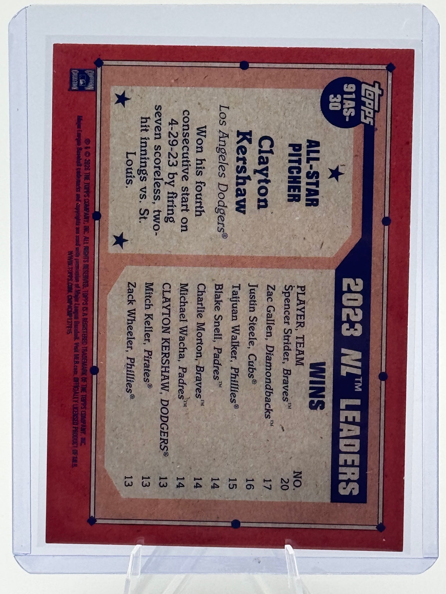 2026 Topps Clayton Kershaw #91AS-30 1991 All-Stars Los Angeles Dodgers Near Mint