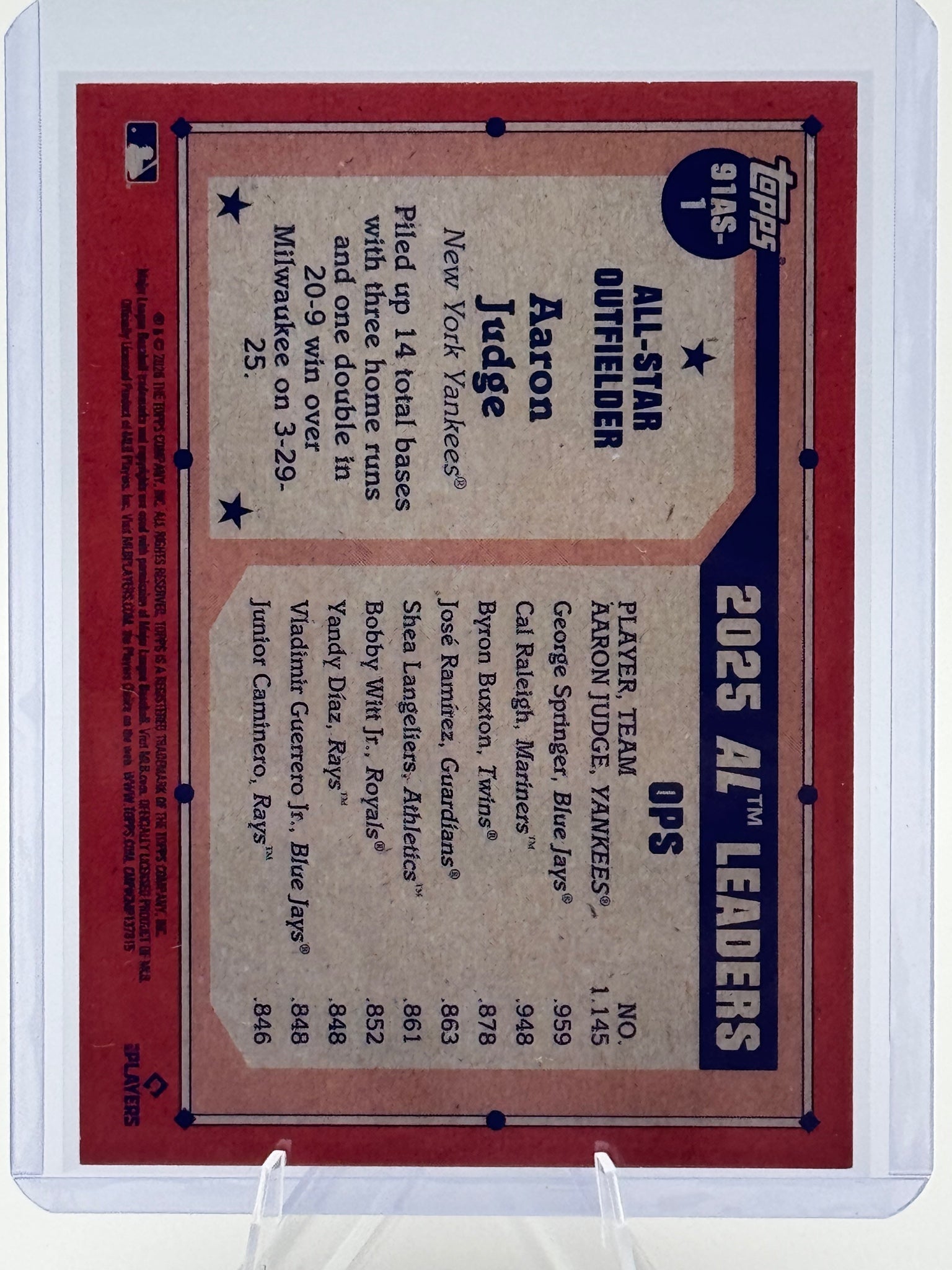 2026 Topps Aaron Judge #91AS-1 1991 All-Stars New York Yankees Near Mint
