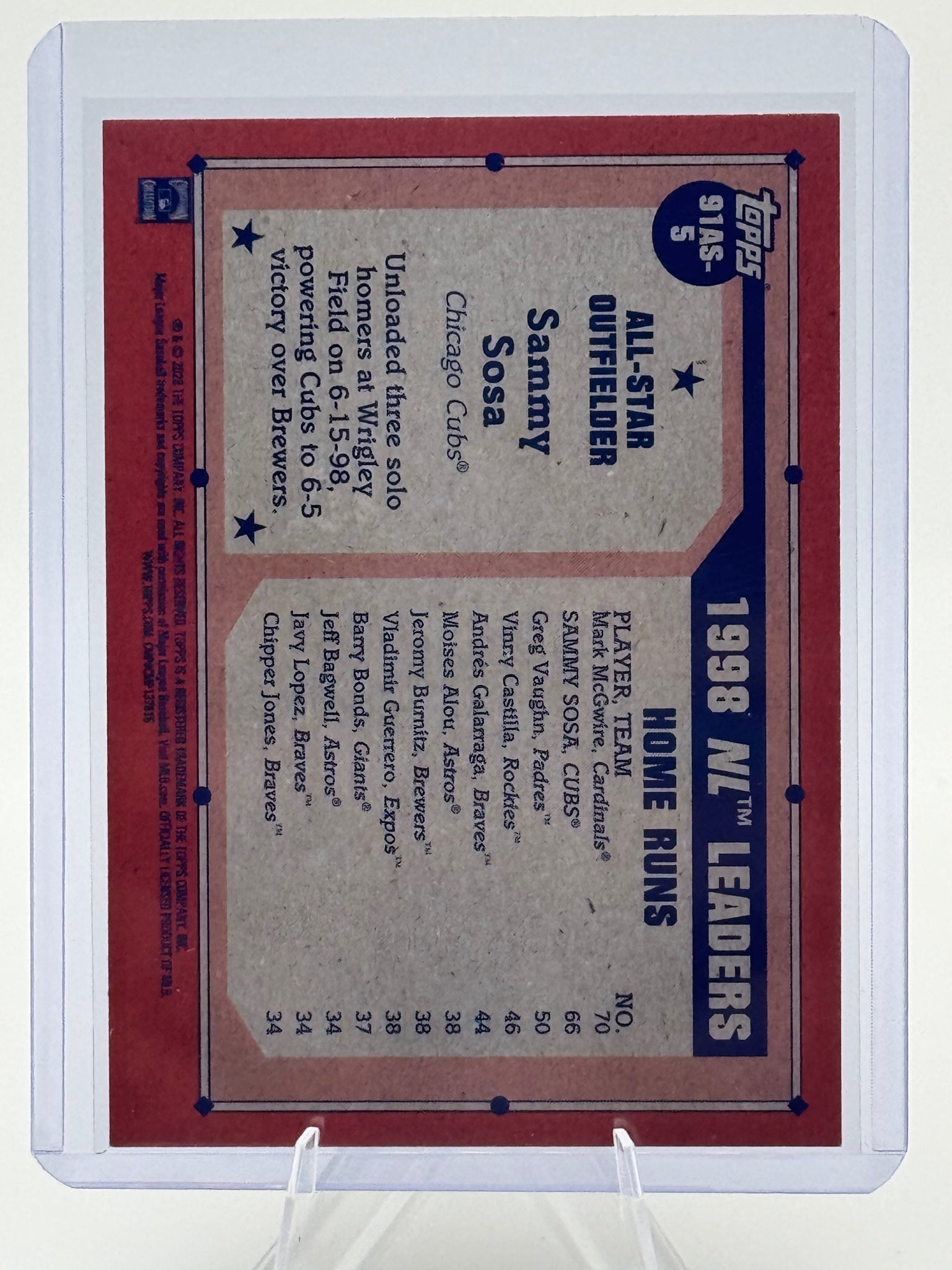 2026 Topps Sammy Sosa #91AS-5 1991 All-Stars Chicago Cubs Near Mint