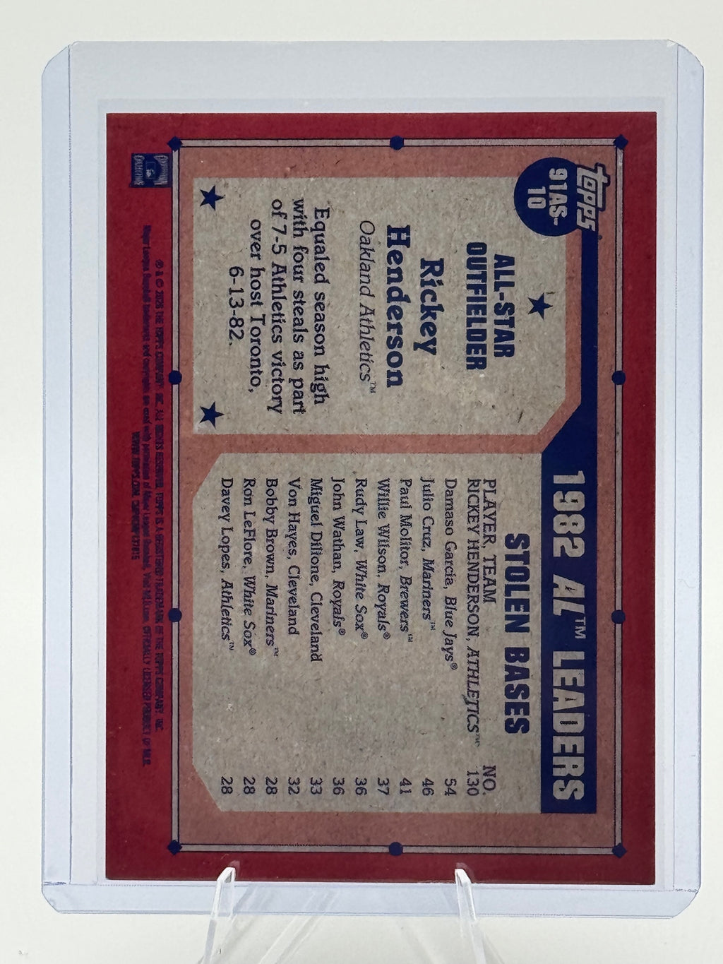 2026 Topps Rickey Henderson #91AS-10 1991 All-Stars Crackle Athletics Near Mint