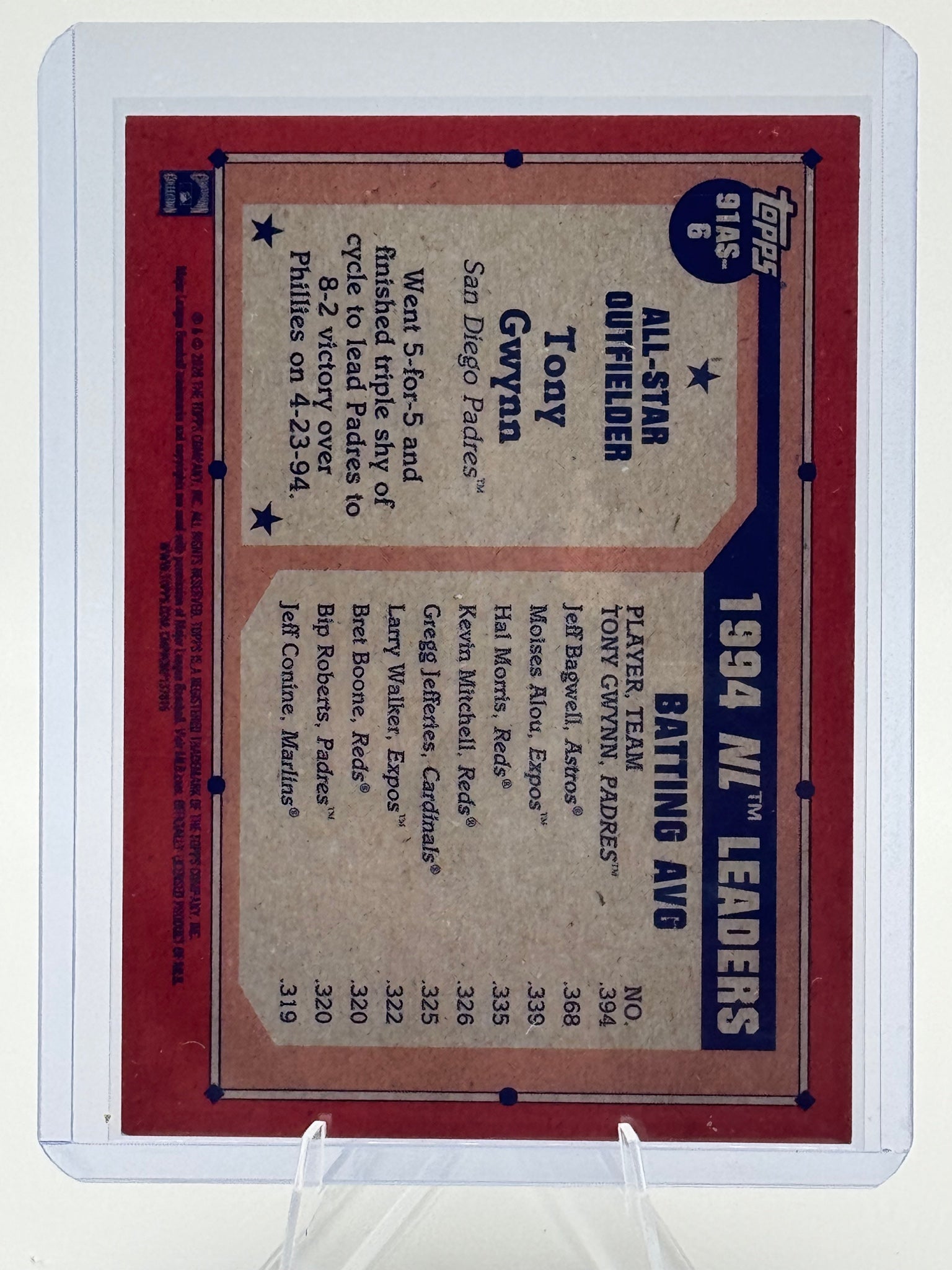 2026 Topps Tony Gwynn #91AS-6 1991 All-Stars San Diego Padres NM