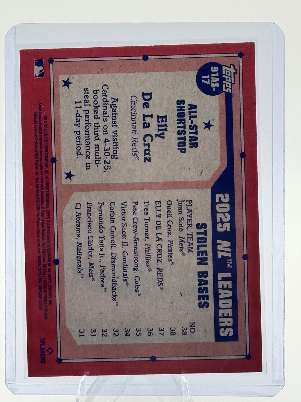 2026 Topps Elly De La Cruz #91AS-17 1991 All-Stars Cincinnati Reds Near Mint