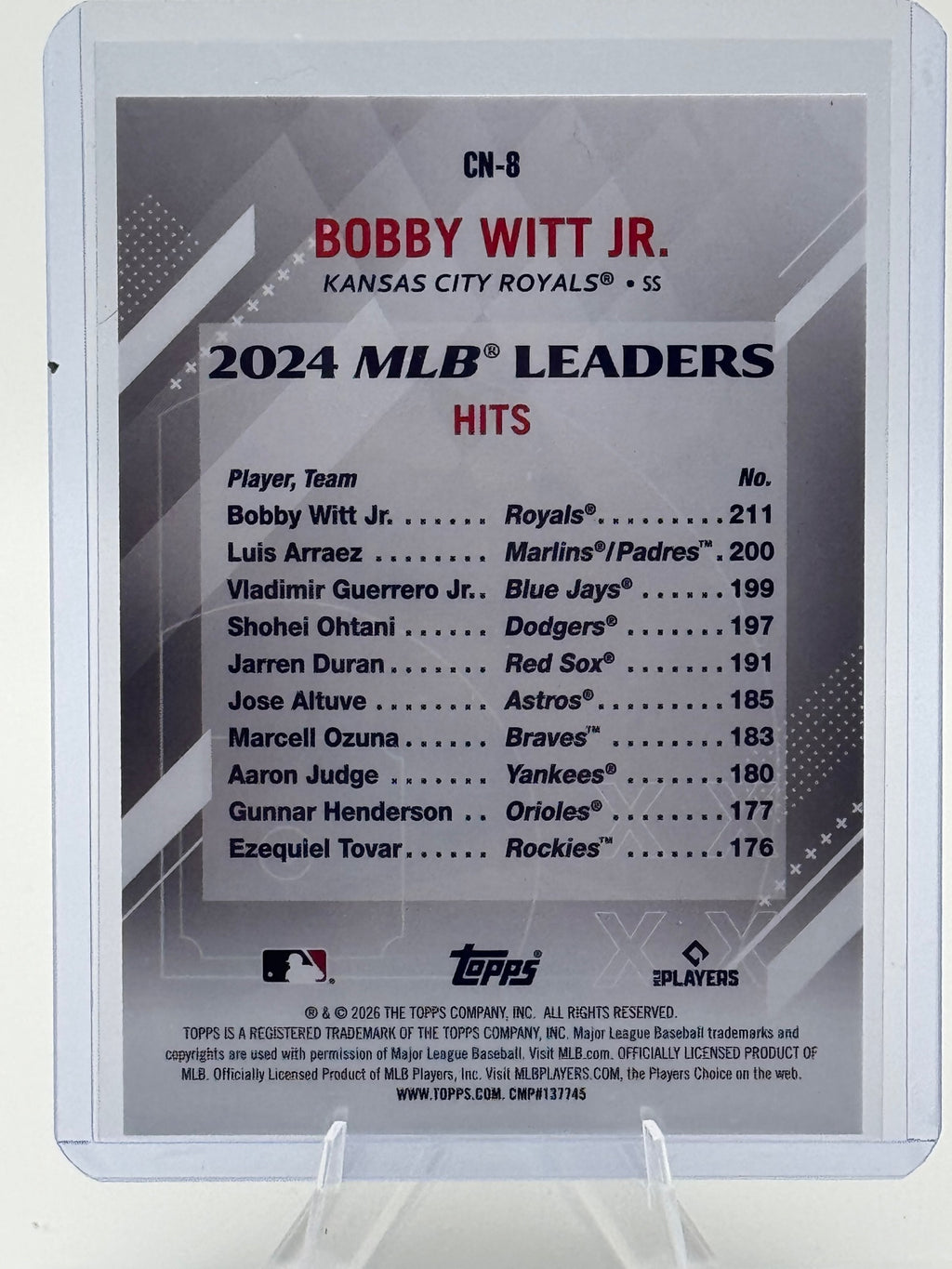 2026 Topps Bobby Witt Jr. #CN-8 Crooked Numbers Kansas City Royals Near Mint