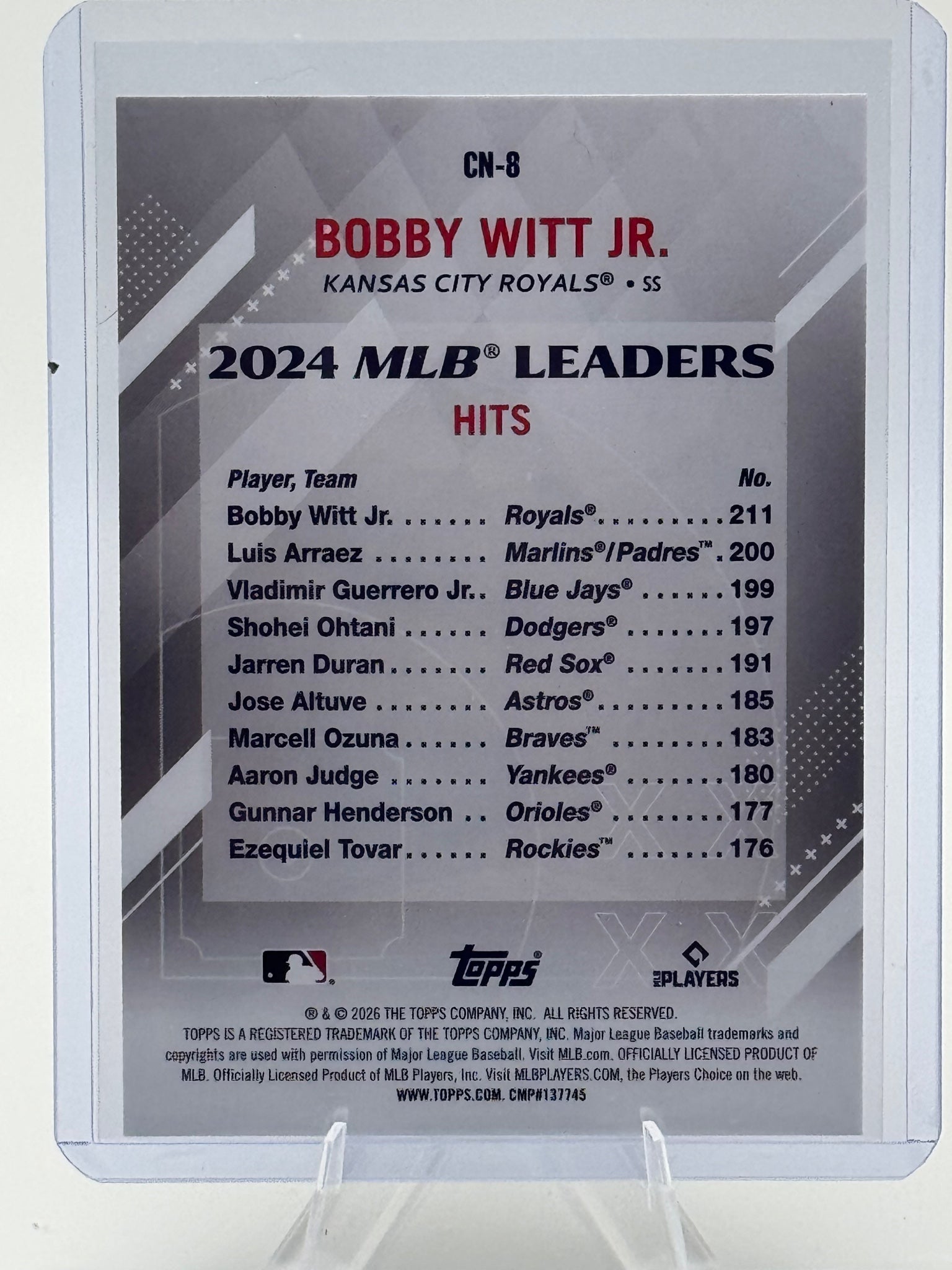 2026 Topps Bobby Witt Jr. #CN-8 Crooked Numbers Kansas City Royals Near Mint