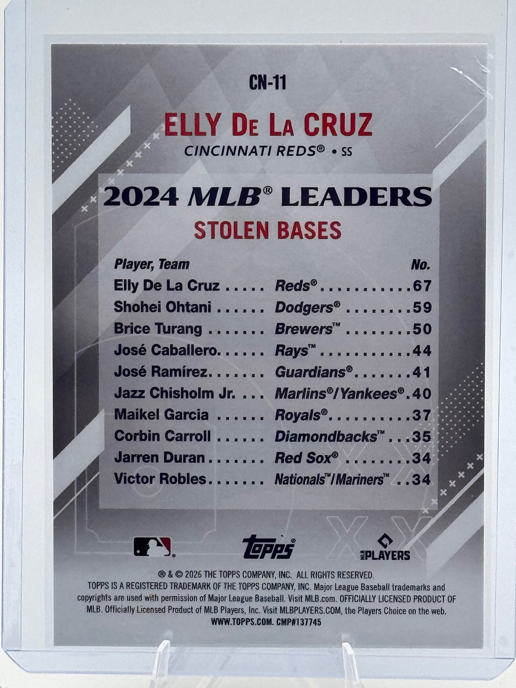 2026 Topps Elly De La Cruz #CN-11 Crooked Numbers Cincinnati Reds Near Mint