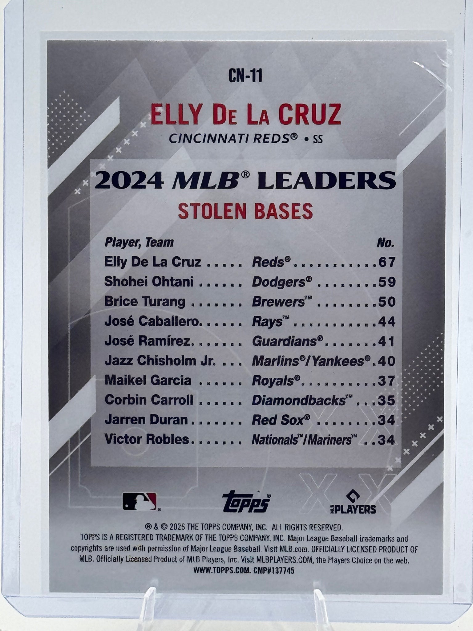 2026 Topps Elly De La Cruz #CN-11 Crooked Numbers Cincinnati Reds Near Mint