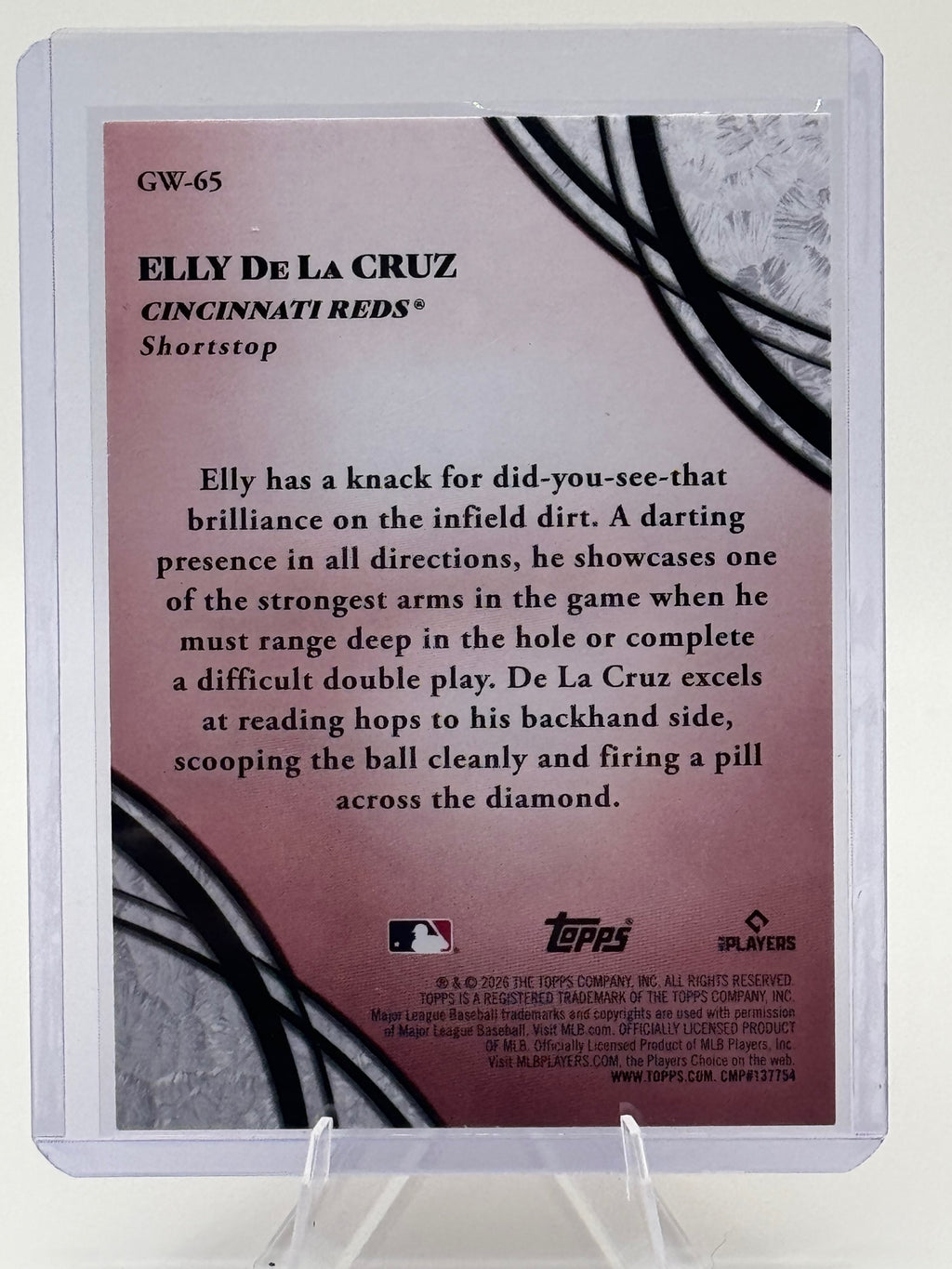 2026 Topps Elly De La Cruz #GW-65 Glove Work Pink Foil Cincinnati Reds Near Mint