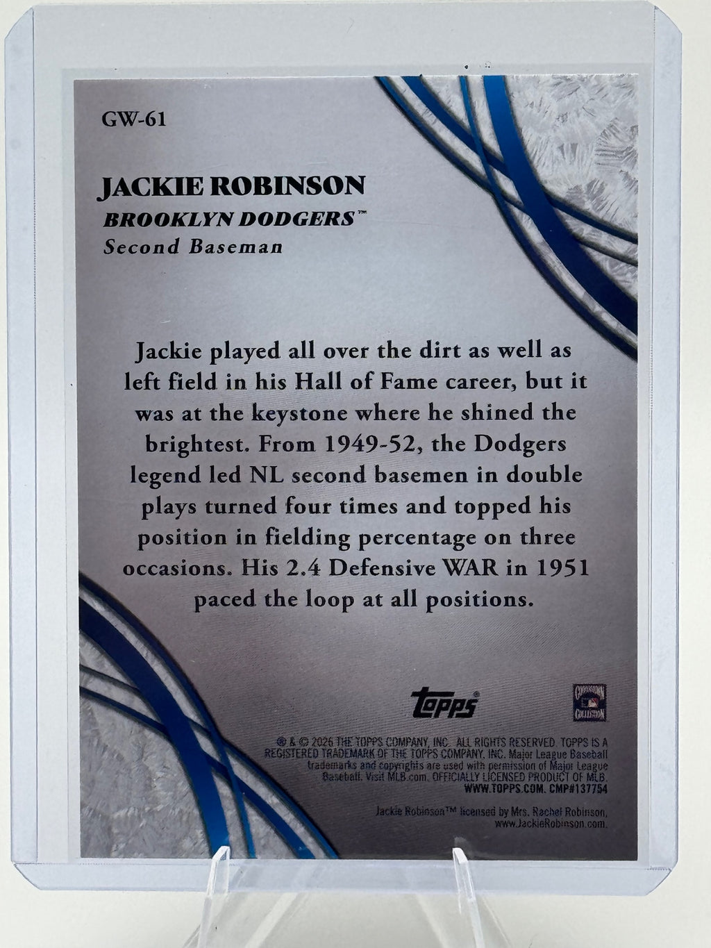 2026 Topps Jackie Robinson #GW-61 Glove Work Dodgers NM