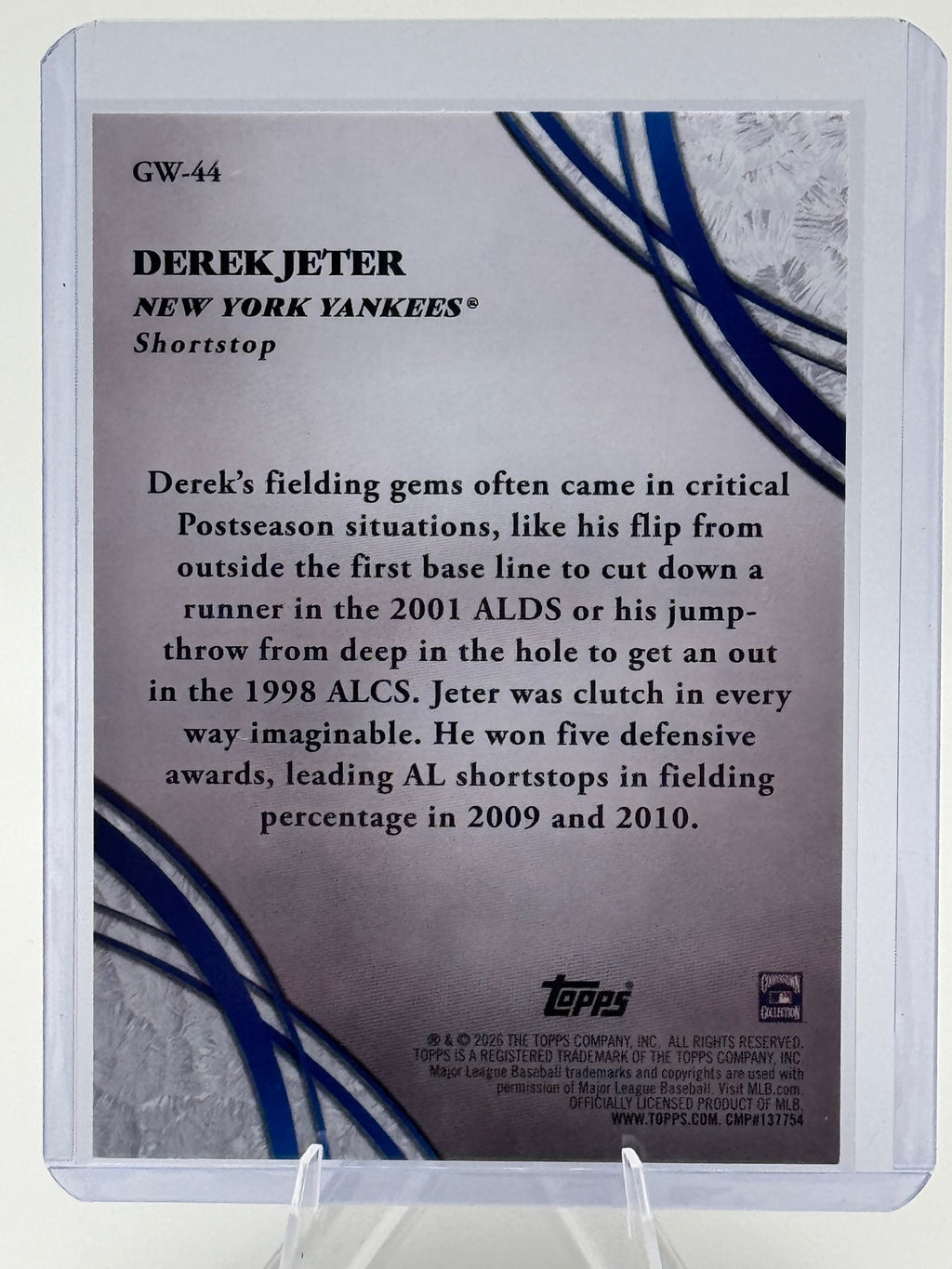 2026 Topps Derek Jeter #GW-44 Glove Work New York Yankees Near Mint or Better