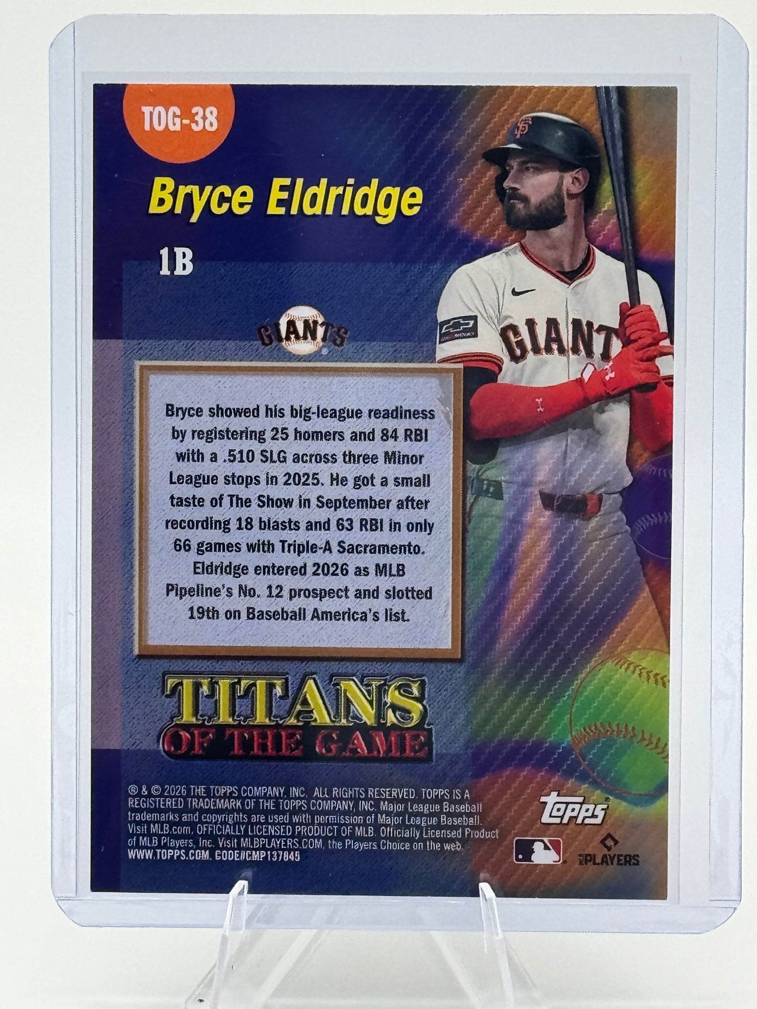2026 Topps Bryce Eldridge #TOG-38 Titans of the Game San Francisco Giants NM