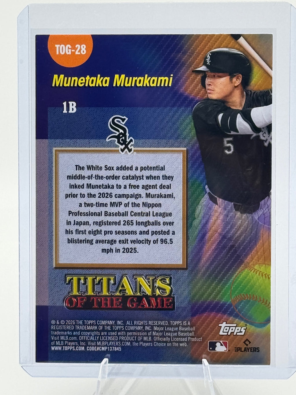 2026 Topps Munetaka Murakami #TOG-28 Titans of the Game Chicago White Sox NM