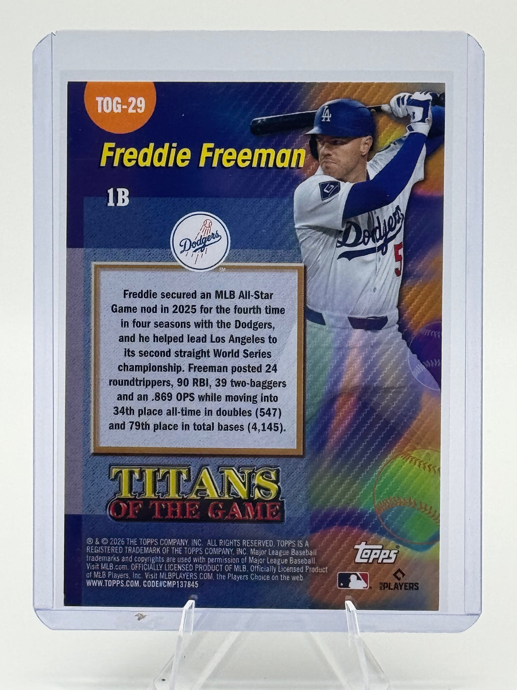 2026 Topps Freddie Freeman #TOG-29 Titans of the Game Los Angeles Dodgers NM