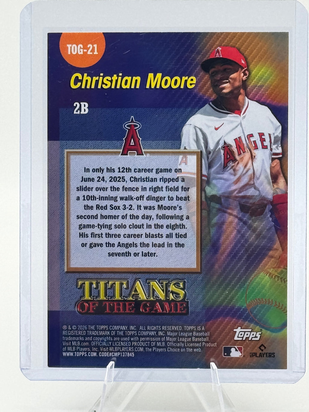 2026 Topps Christian Moore #TOG-21 Titans of the Game Los Angeles Angels NM