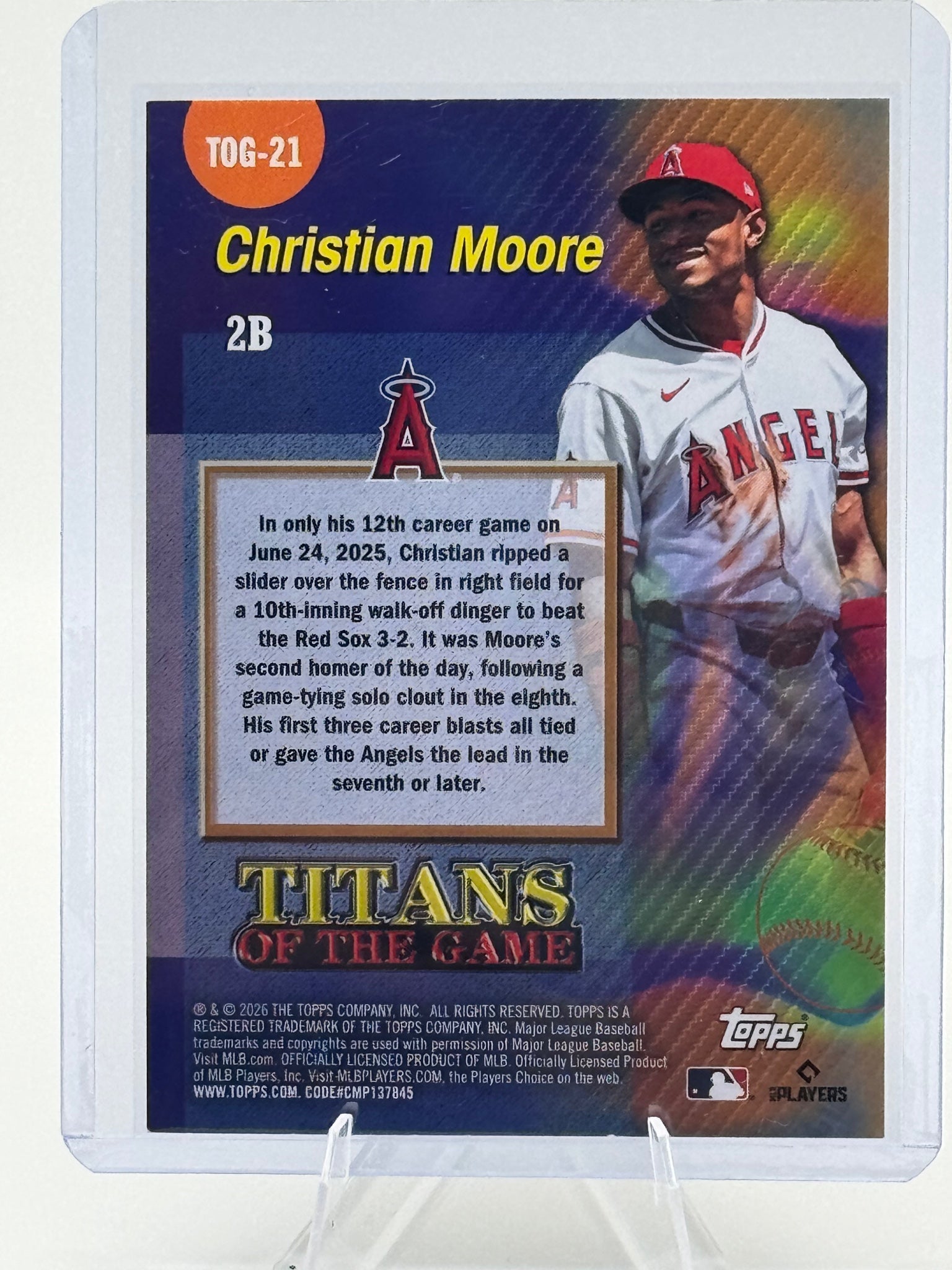2026 Topps Christian Moore #TOG-21 Titans of the Game Los Angeles Angels NM