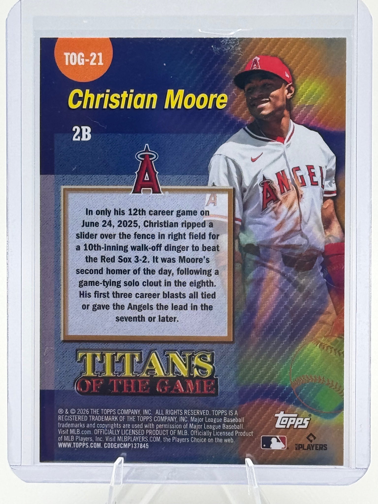 2026 Topps Christian Moore #TOG-21 Titans of the Game Los Angeles Angels NM