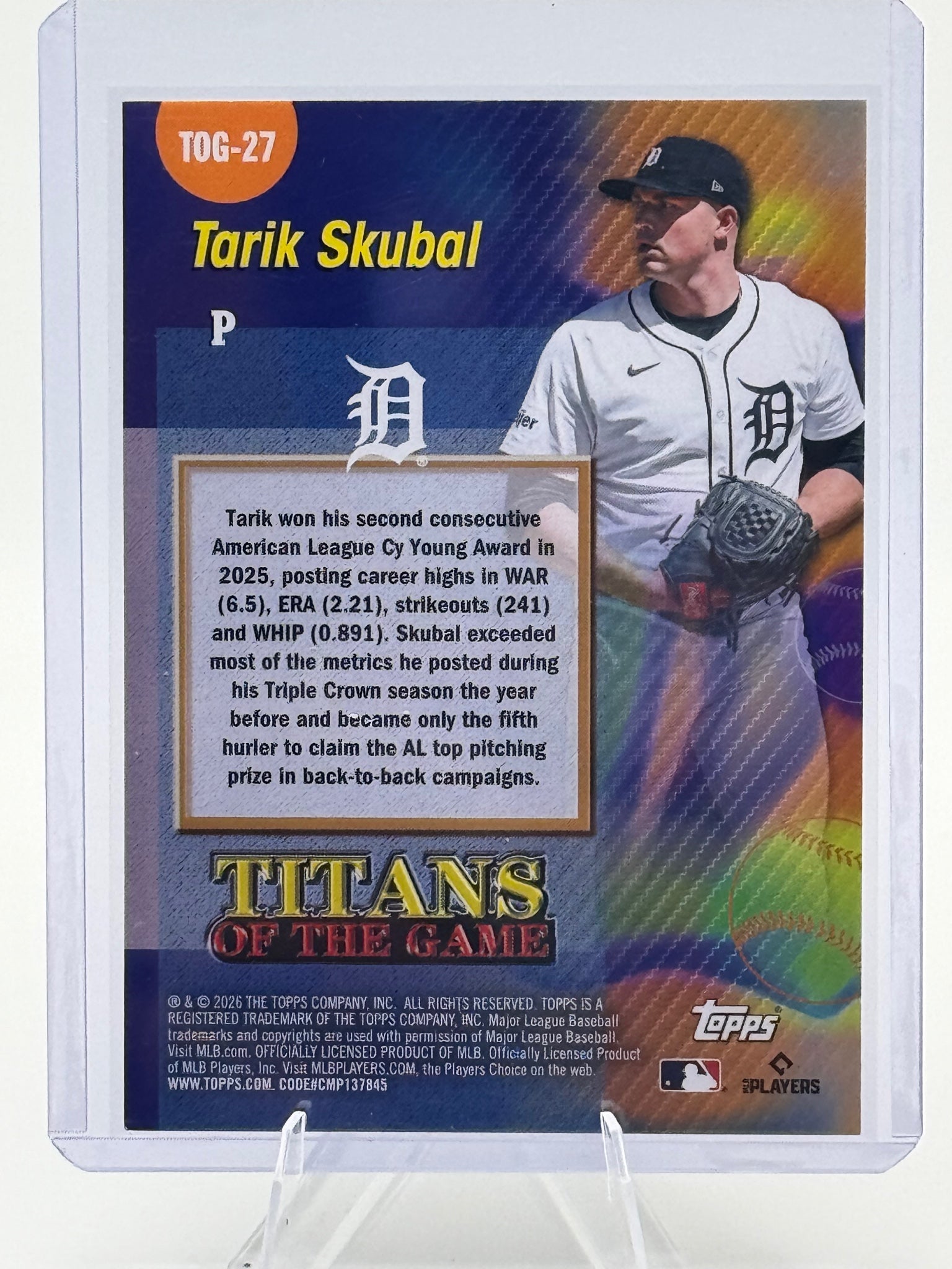 2026 Topps Tarik Skubal #TOG-27 Titans of the Game Detroit Tigers Near Mint
