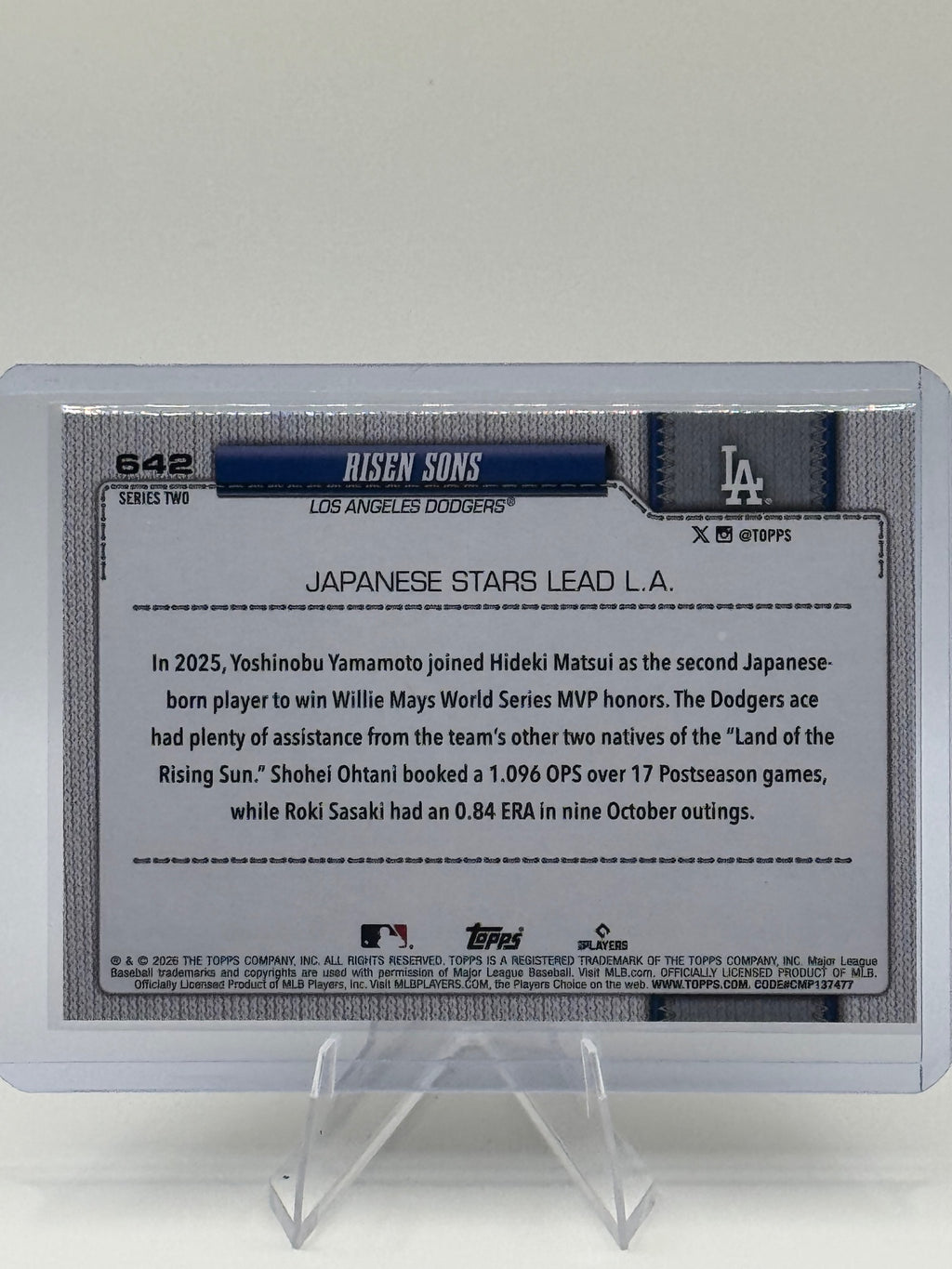 2026 Topps Risen Sons #642 Ohtani Sasaki Yamamoto Los Angeles Dodgers NM
