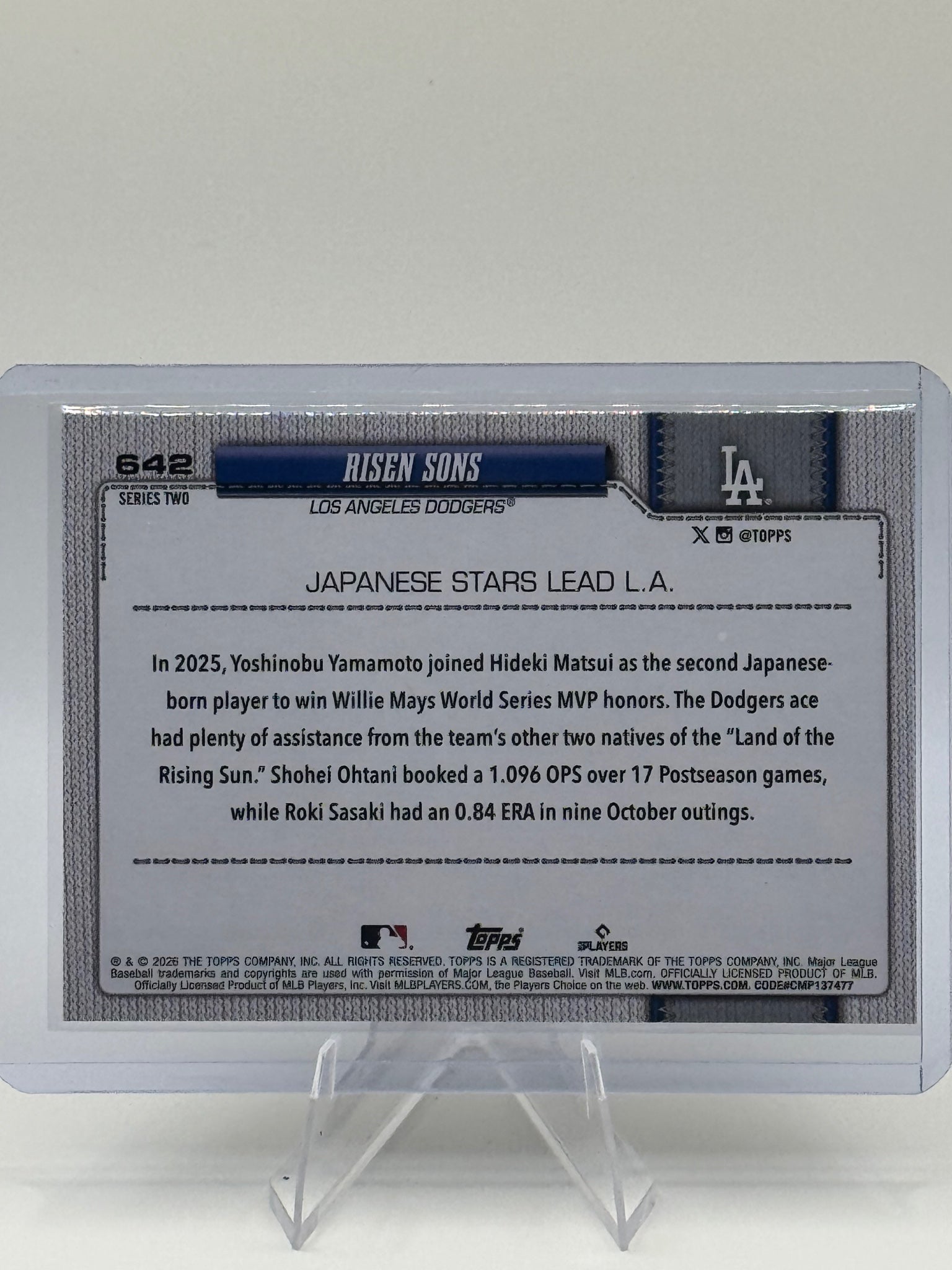 2026 Topps Risen Sons #642 Ohtani Sasaki Yamamoto Los Angeles Dodgers NM