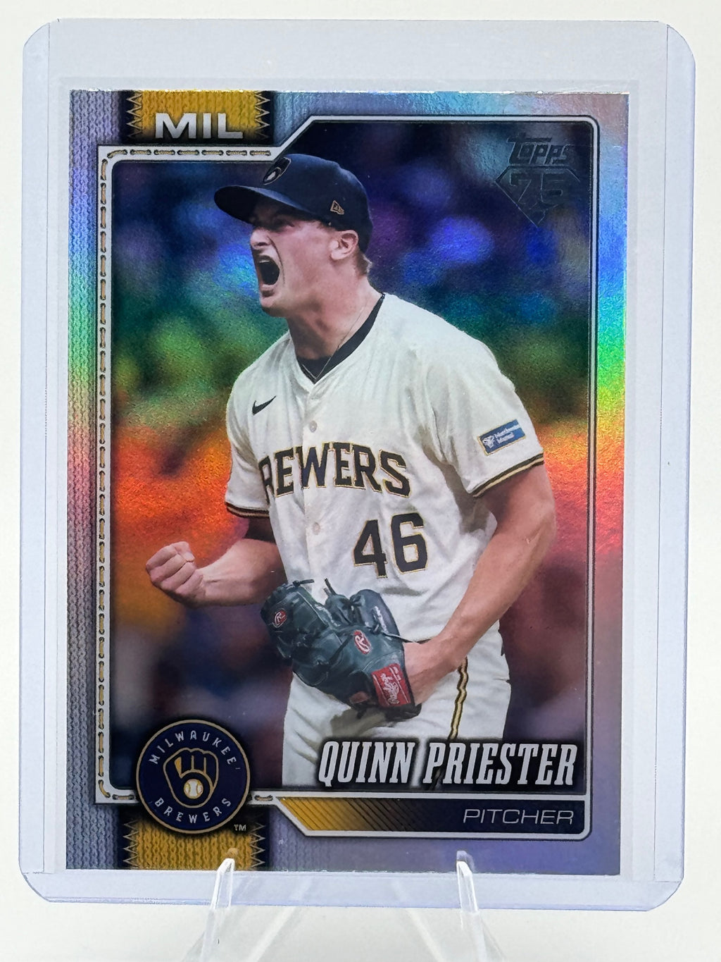 2026 Topps Quinn Priester #684 Rainbow Foil Milwaukee Brewers Near Mint
