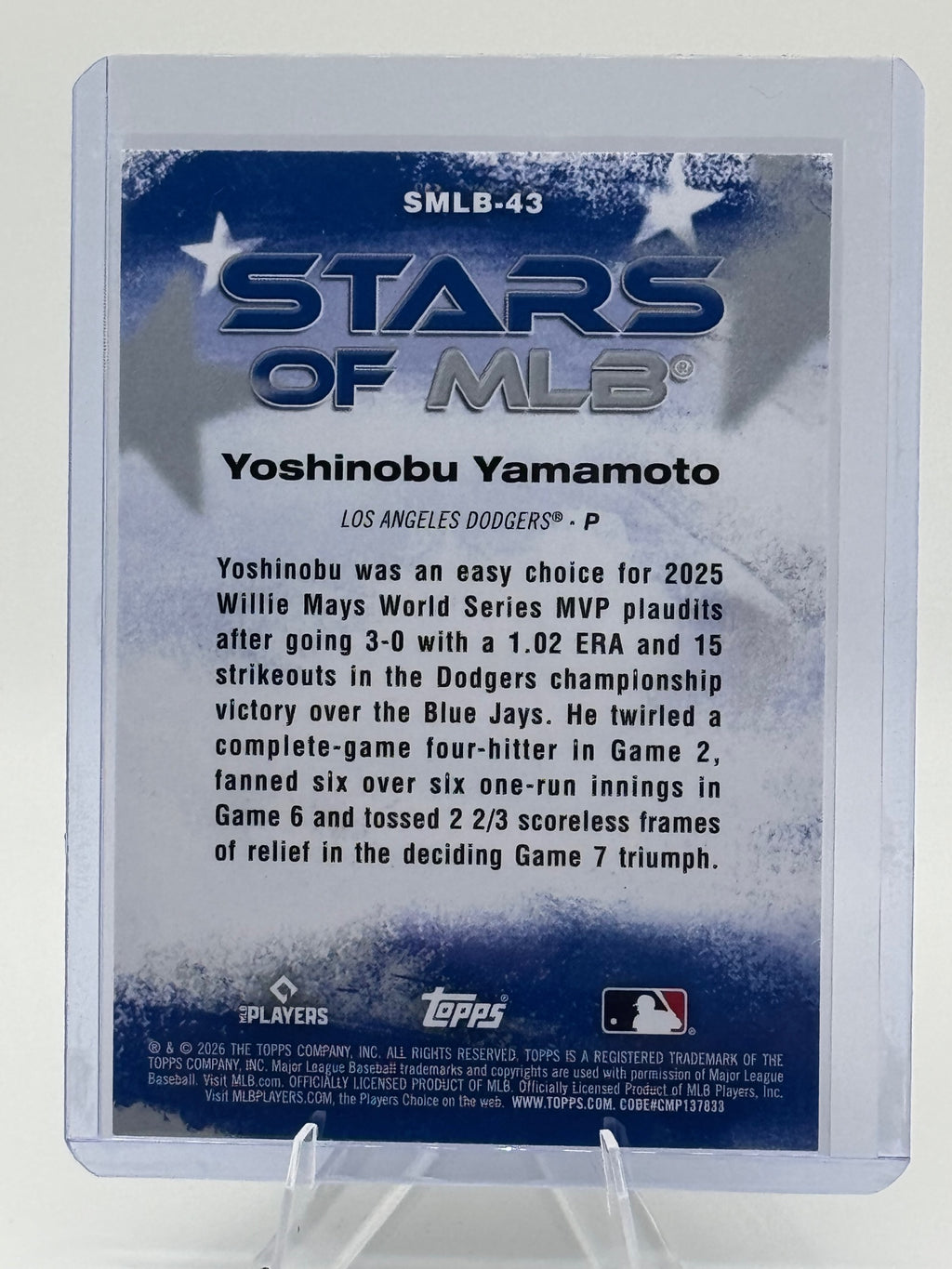 2026 Topps Yoshinobu Yamamoto #SMLB-43 Stars of MLB Los Angeles Dodgers NM