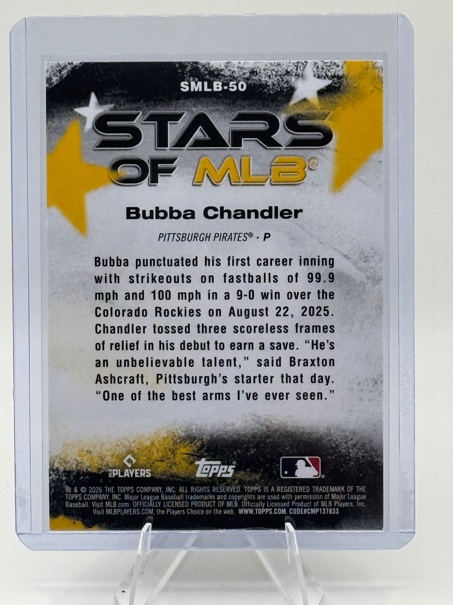 2026 Topps Bubba Chandler #SMLB-50 Stars of MLB Pittsburgh Pirates Near Mint