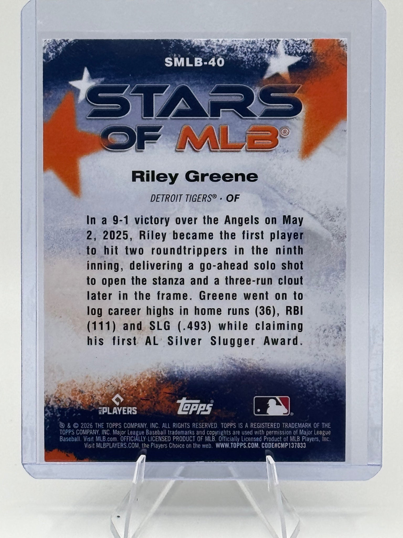 2026 Topps Riley Greene #SMLB-40 Stars of MLB Detroit Tigers Near Mint or Better