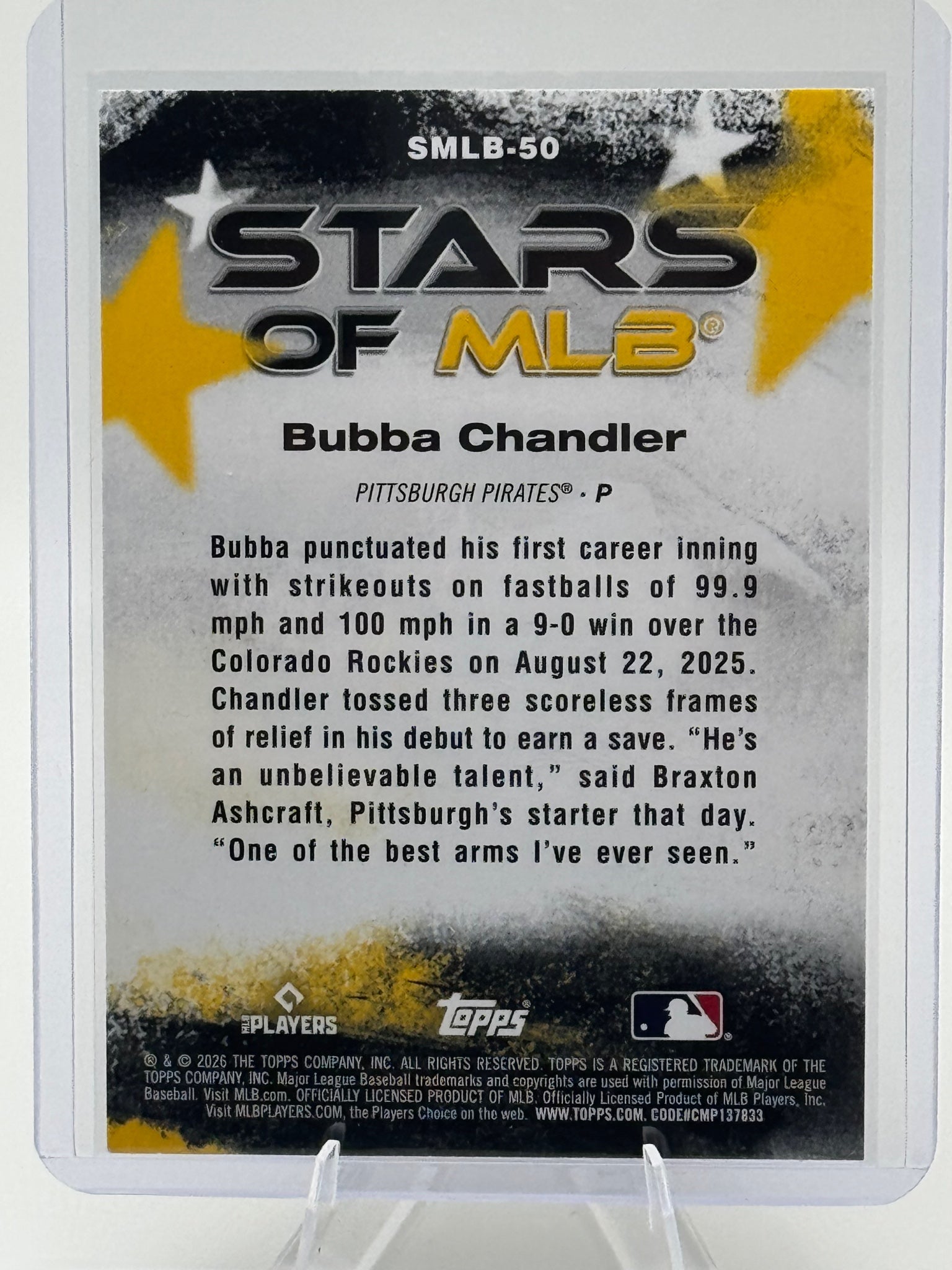 2026 Topps Bubba Chandler #SMLB-50 Stars of MLB Pittsburgh Pirates Near Mint