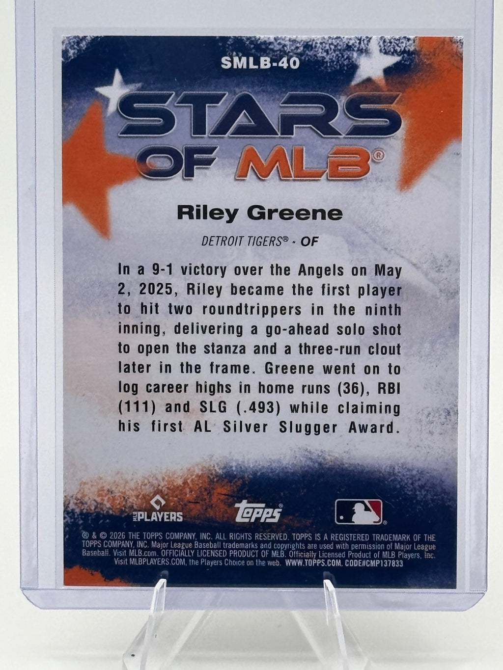 2026 Topps Riley Greene #SMLB-40 Stars of MLB Detroit Tigers Near Mint or Better