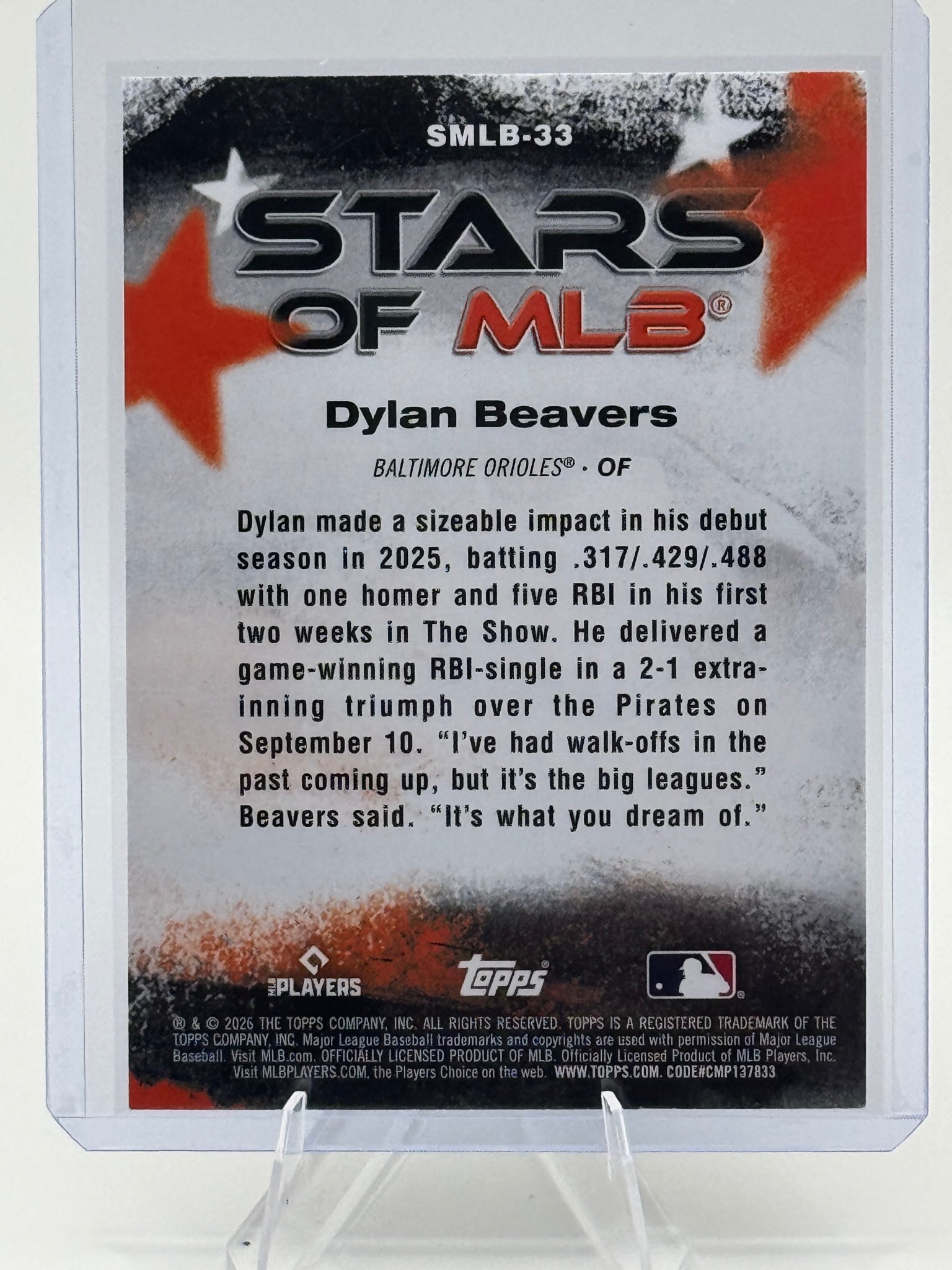 2026 Topps Dylan Beavers #SMLB-33 Stars of MLB Baltimore Orioles Near Mint