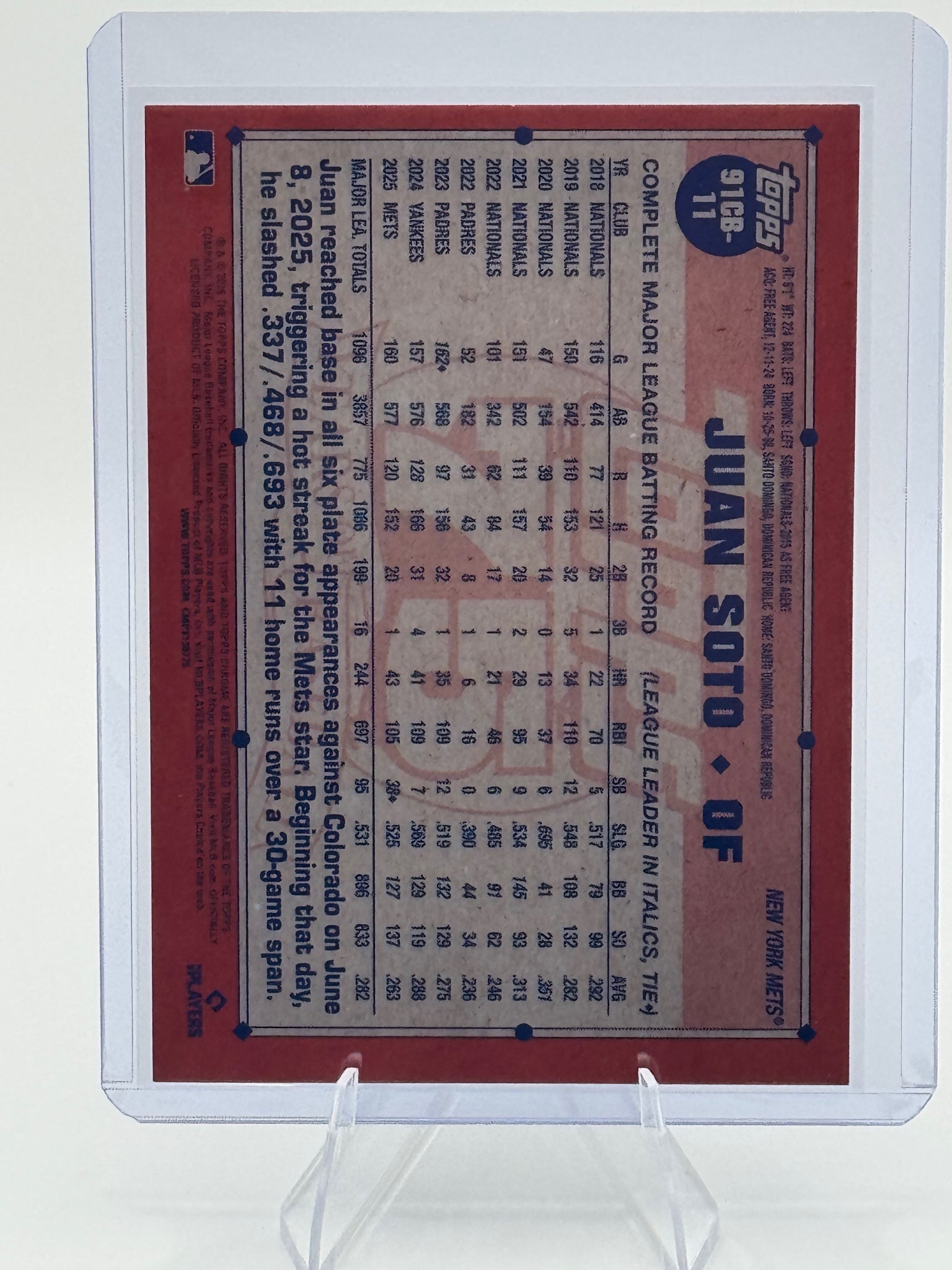 2026 Topps Chrome Juan Soto #91CB-11 1991 Topps Chrome Baseball New York Mets NM