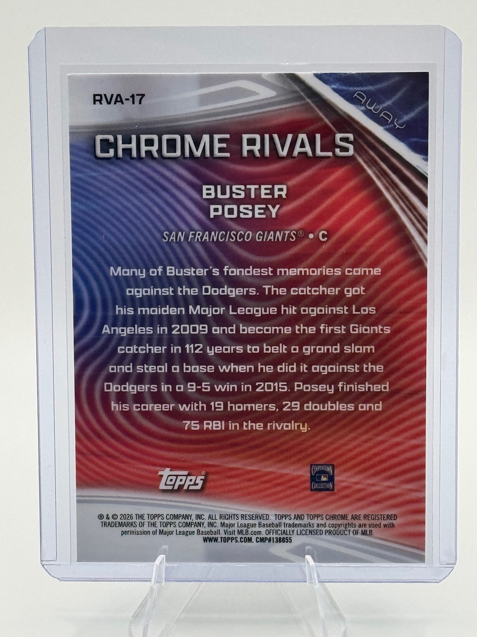 2026 Topps Chrome Buster Posey #RVA-17 Chrome Rivals Giants NM