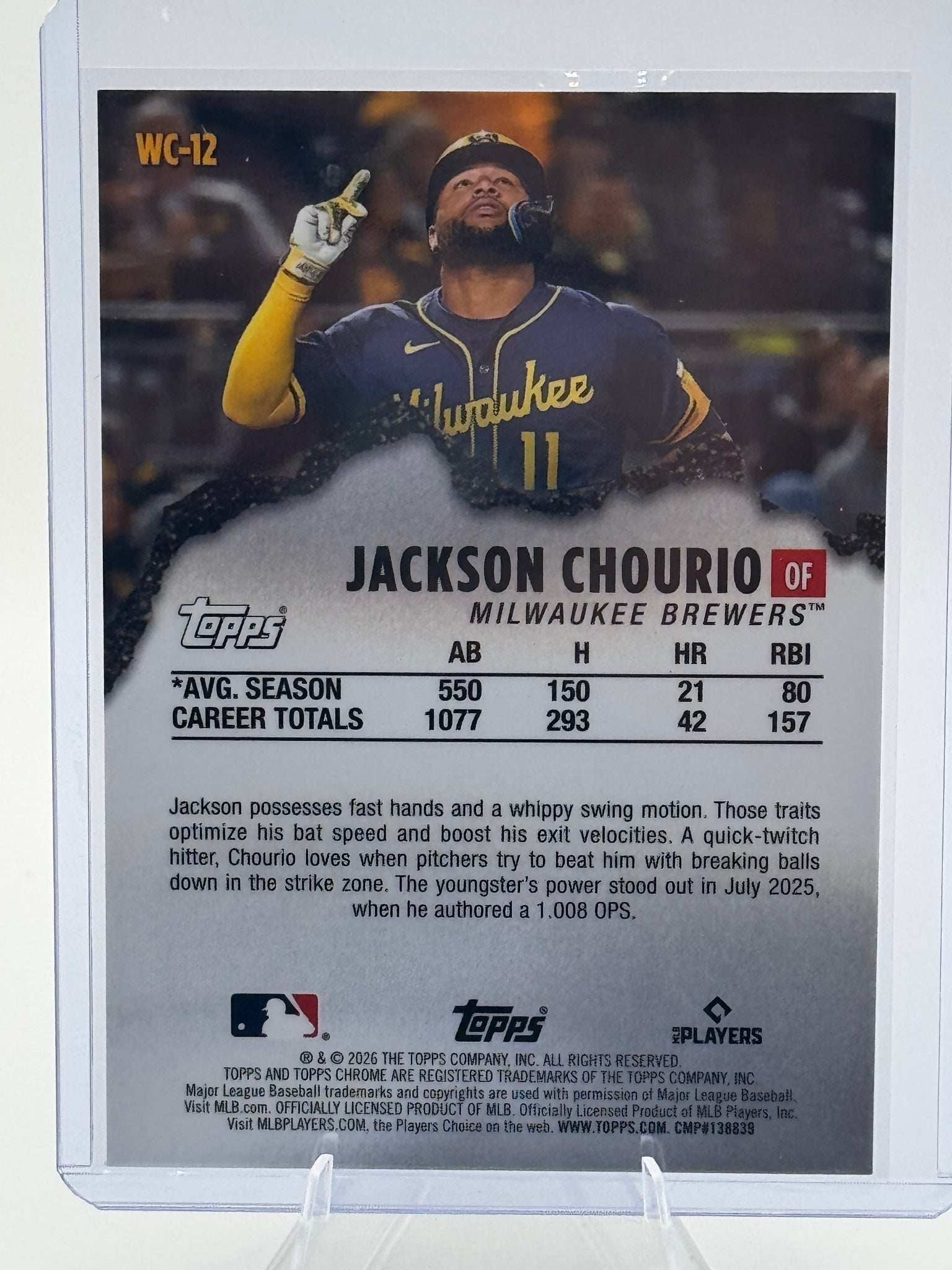 2026 Topps Chrome Jackson Chourio #WC-12 Wrecking Crew Milwaukee Brewers NM