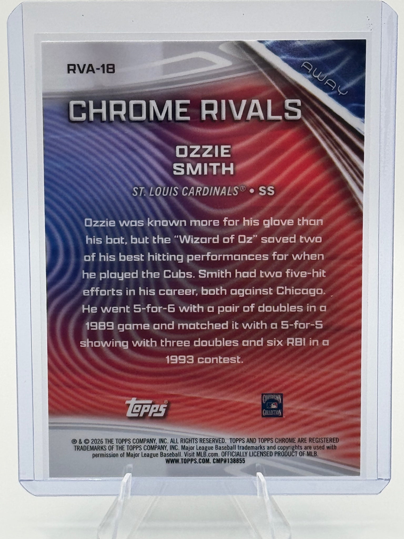 2026 Topps Chrome Ozzie Smith #RVA-18 Chrome Rivals Away St. Louis Cardinals NM