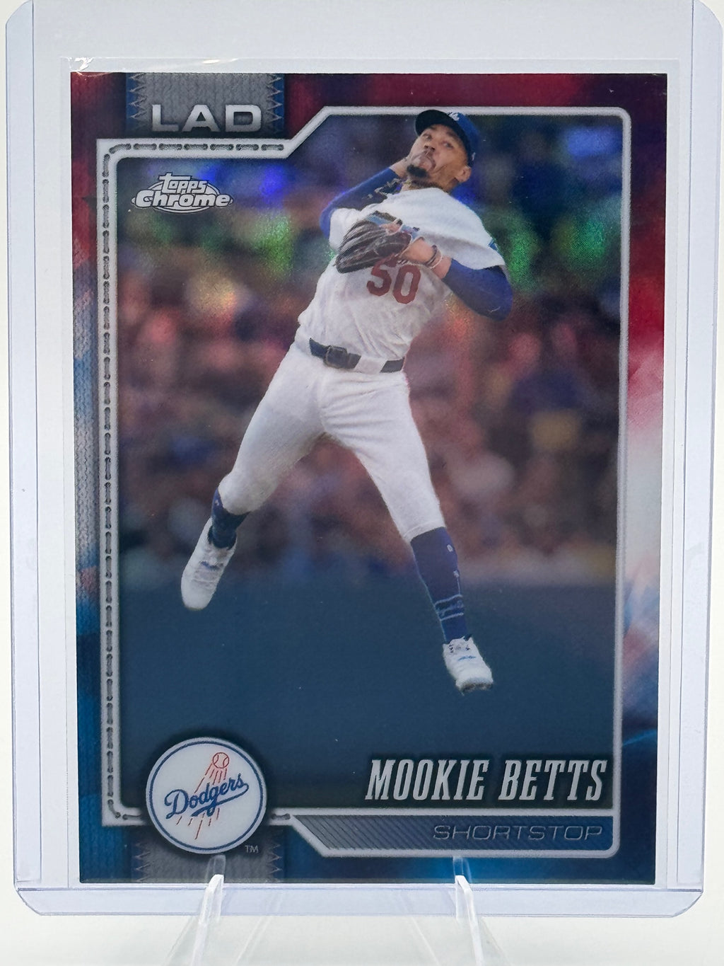2026 Topps Chrome Mookie Betts #268 Red White and Blue Refractors Dodgers NM