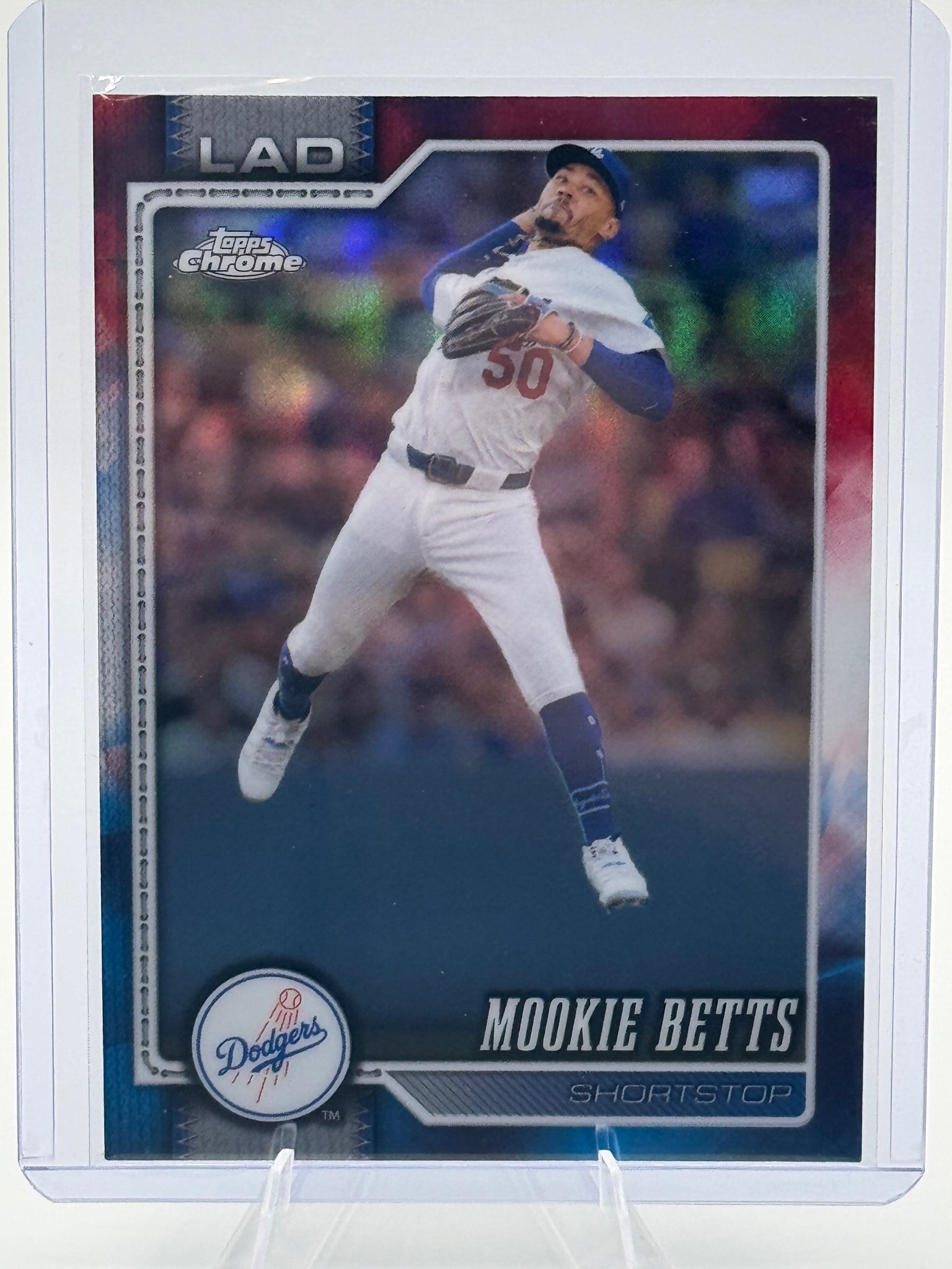 2026 Topps Chrome Mookie Betts #268 Red White and Blue Refractors Dodgers NM