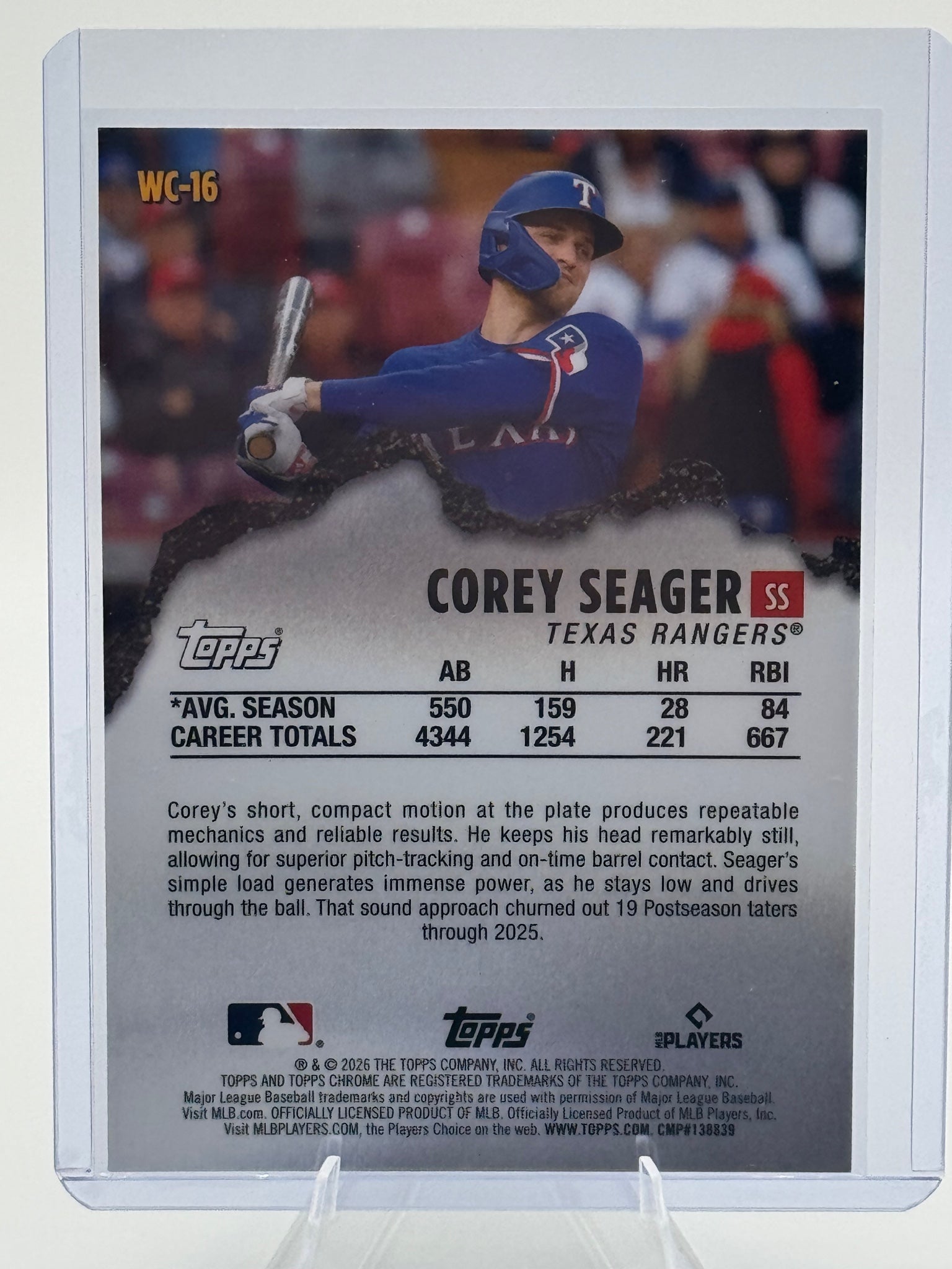 2026 Topps Chrome Corey Seager #WC-16 Wrecking Crew Texas Rangers NM